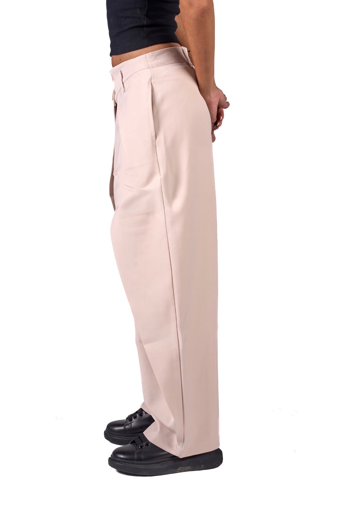 Double bottomed pleated pants