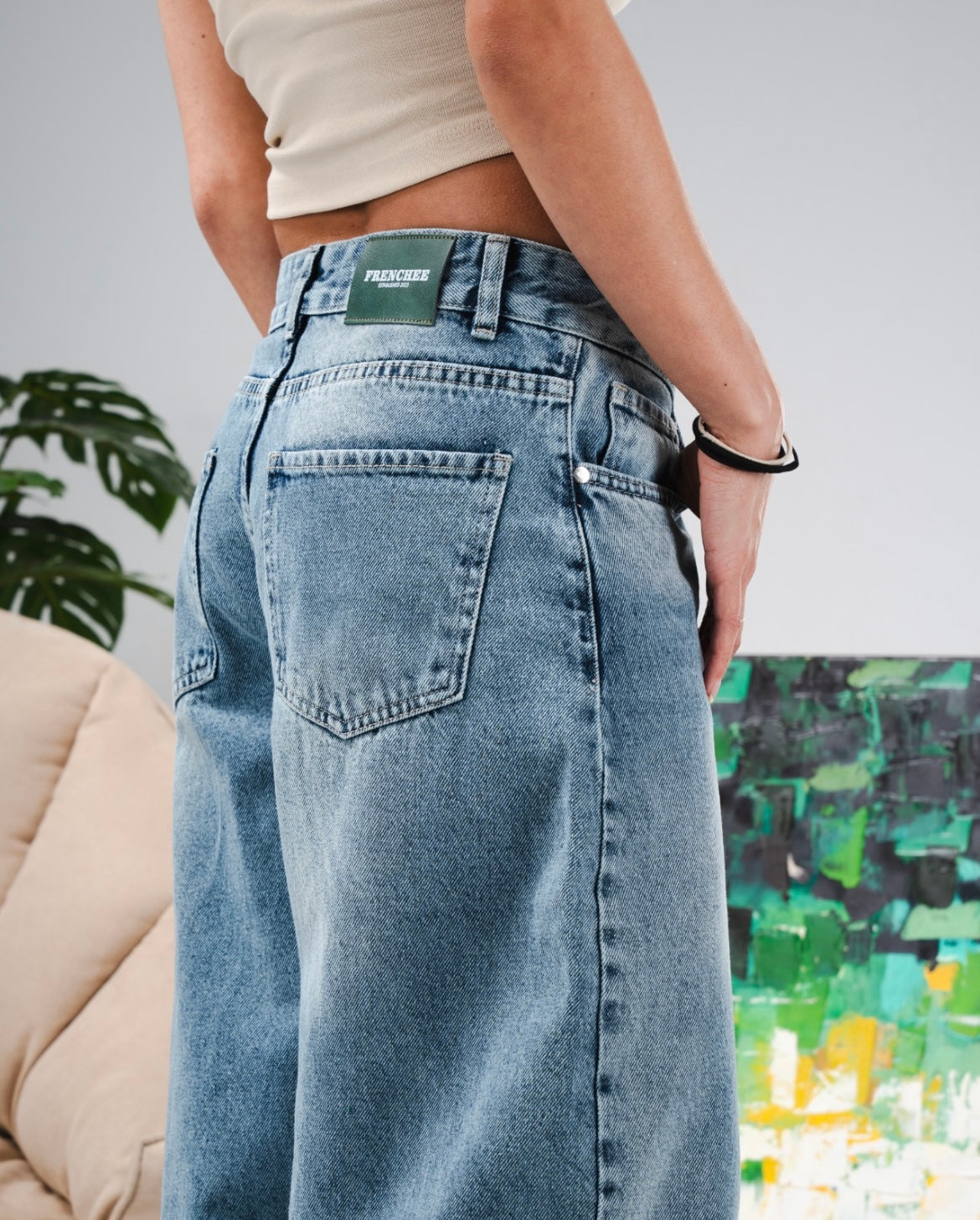 Light Denim Low Waist Baggy Jeans