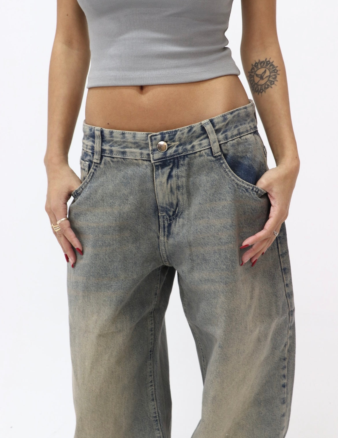 Dirty Grey Low Waist Jeans