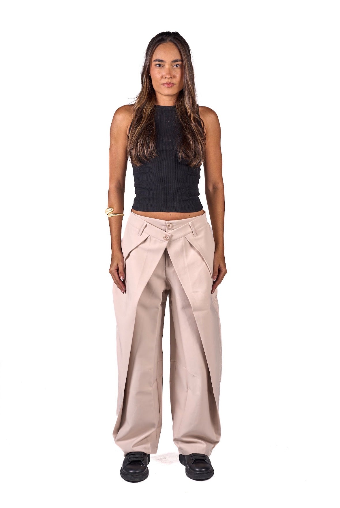 Double bottomed pleated pants