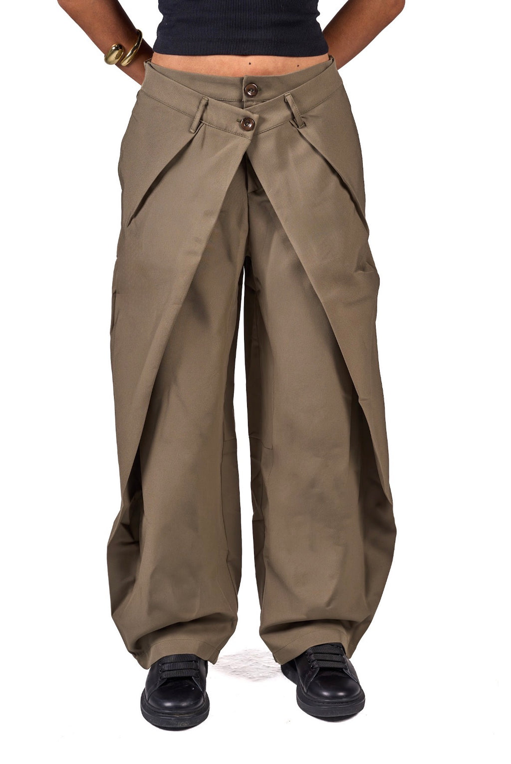 Double bottomed pleated pants