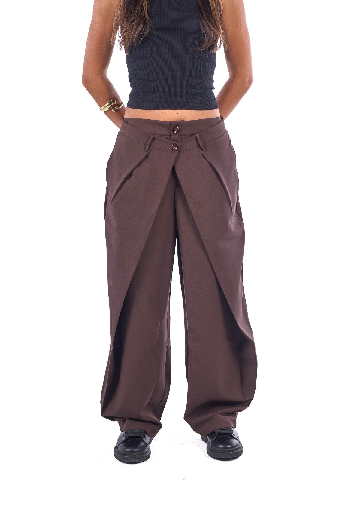 Double bottomed pleated pants