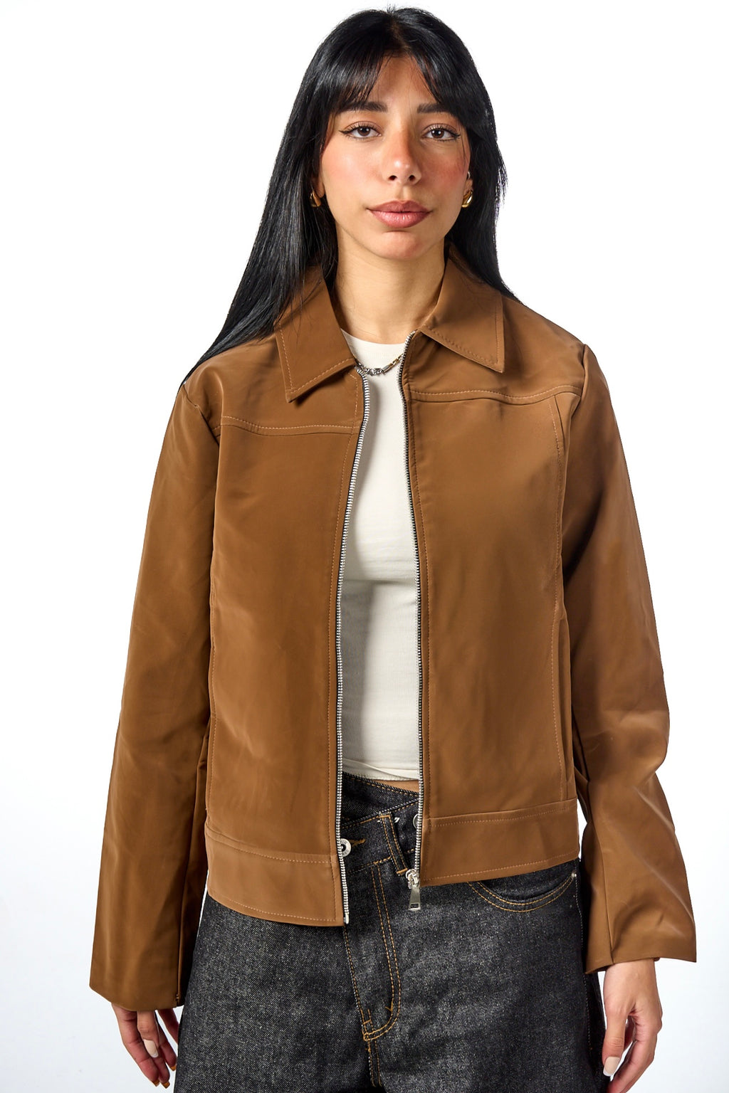 Gloss Soft Zip-Up Leather Jacket