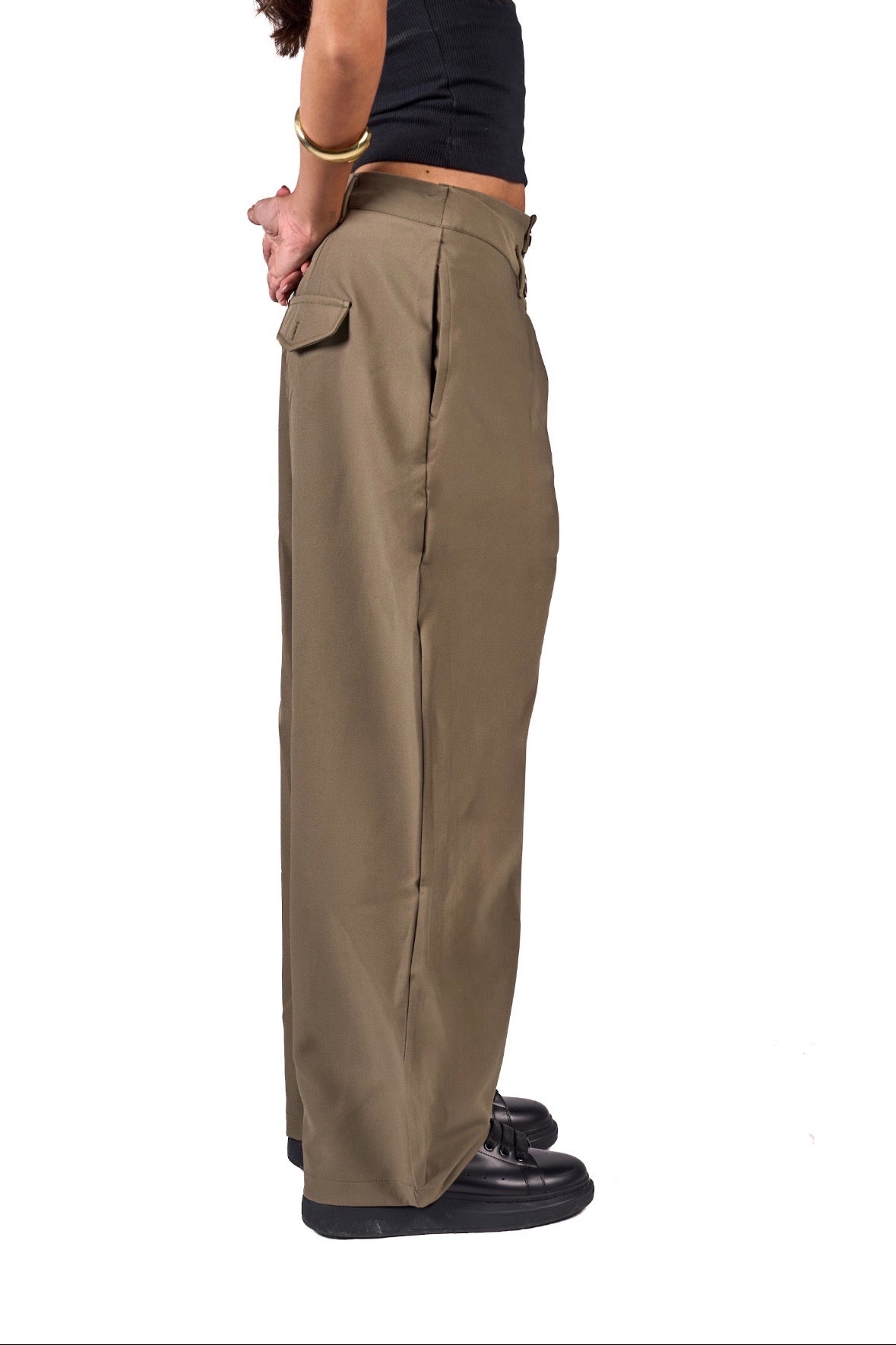 Double bottomed pleated pants