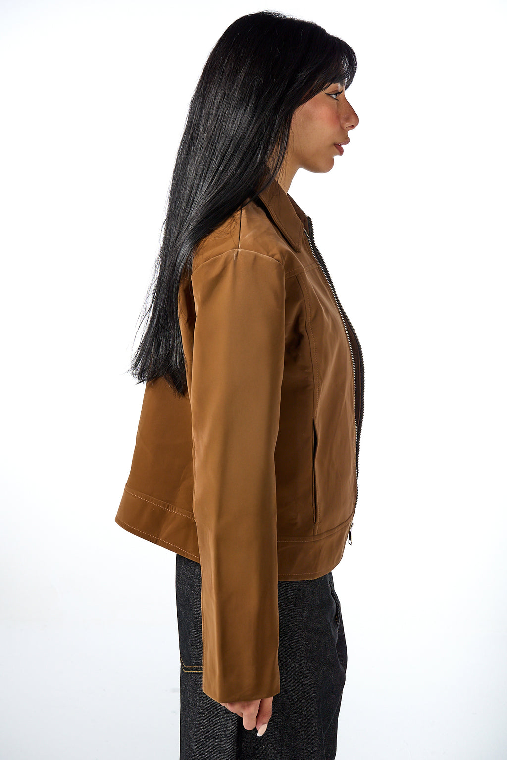 Gloss Soft Zip-Up Leather Jacket