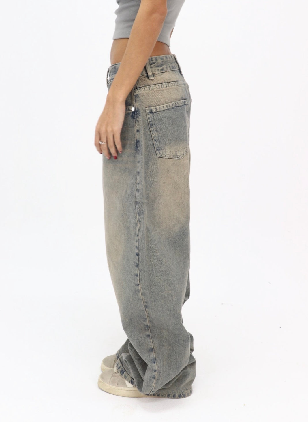 Dirty Grey Low Waist Jeans