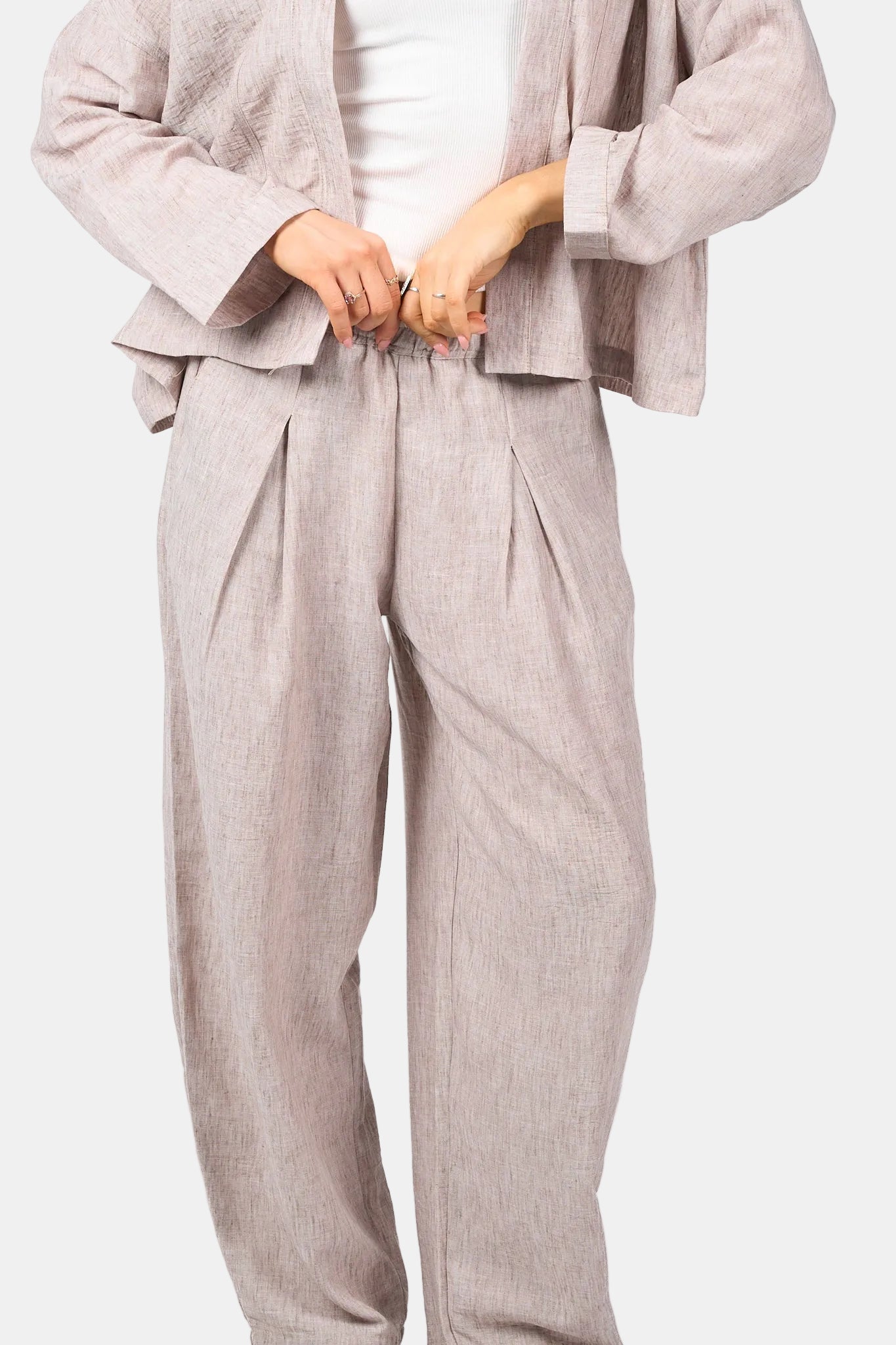Washed Pleated Linen Pants