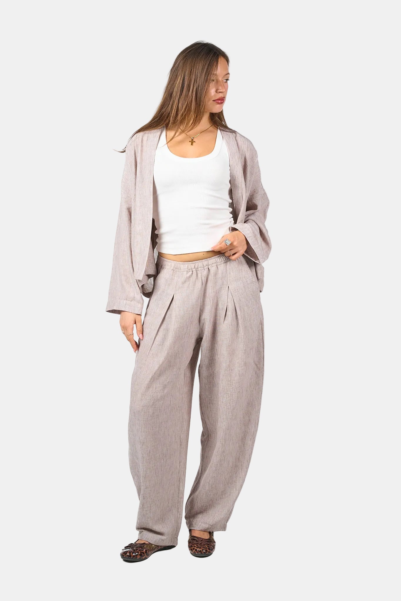 Washed Pleated Linen Pants