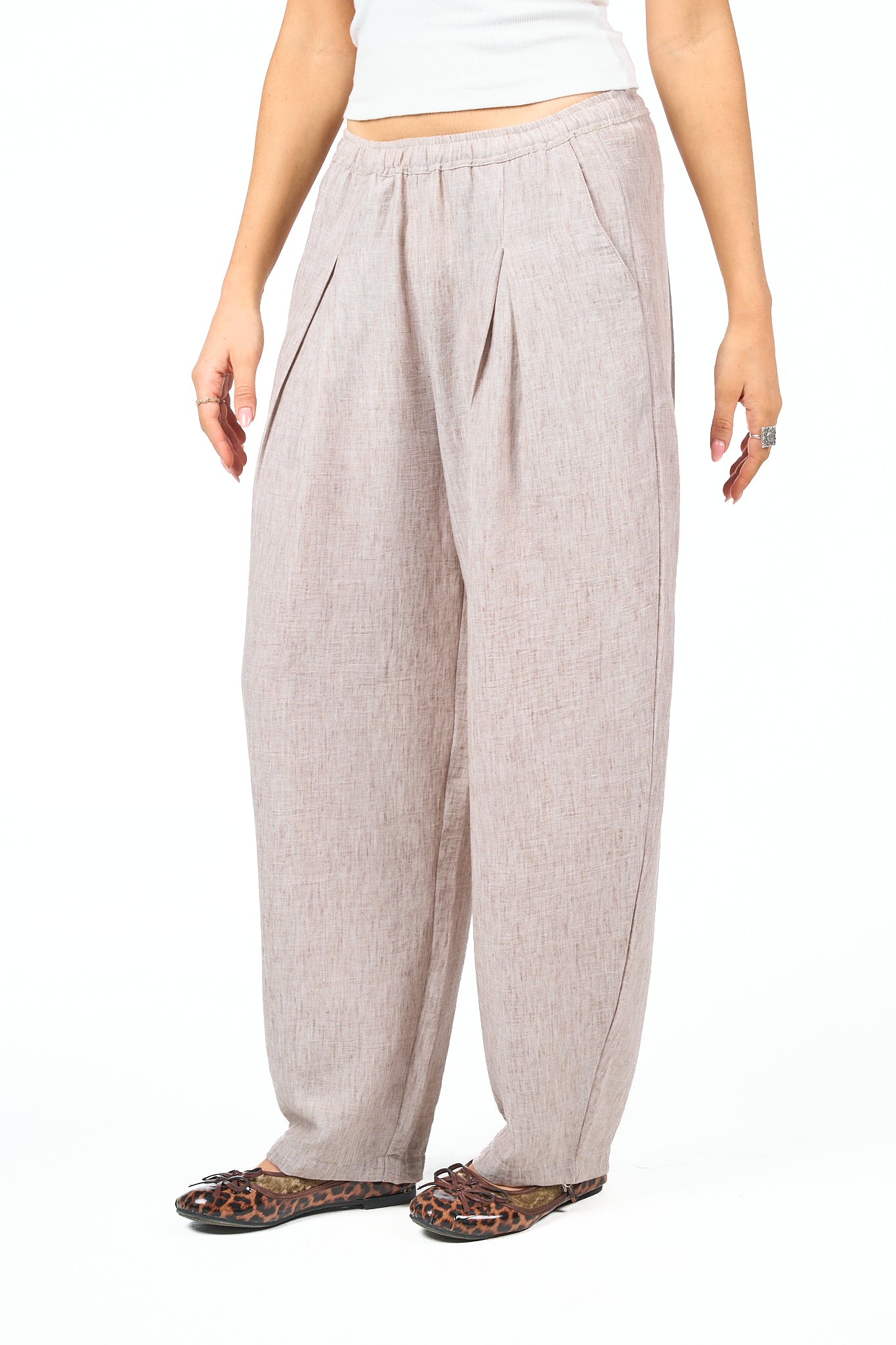 Washed Pleated Linen Pants