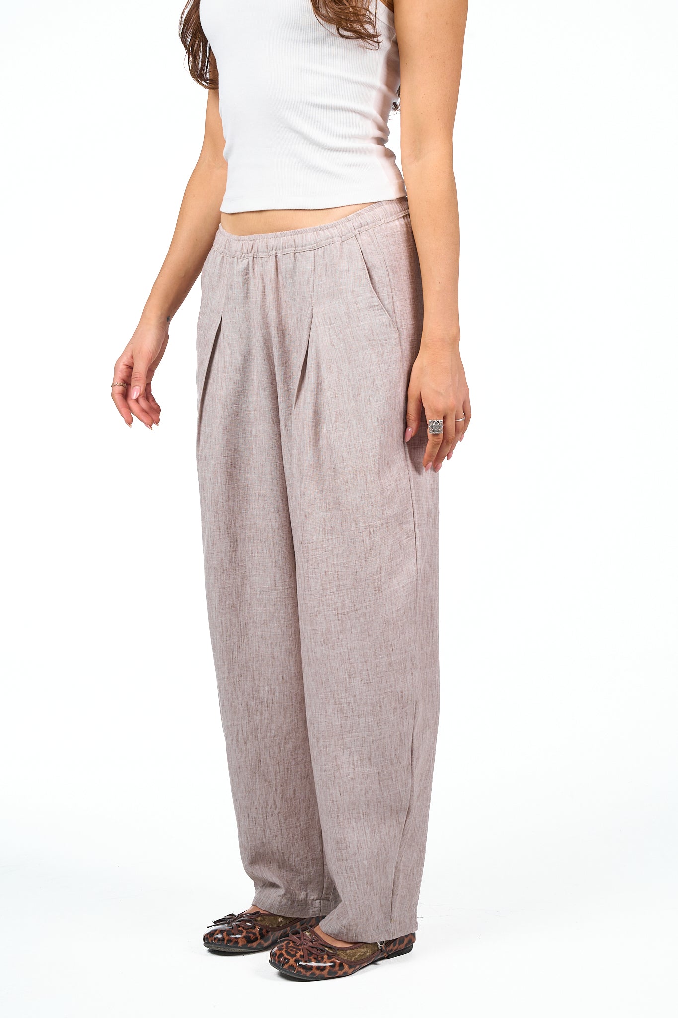 Washed Pleated Linen Pants