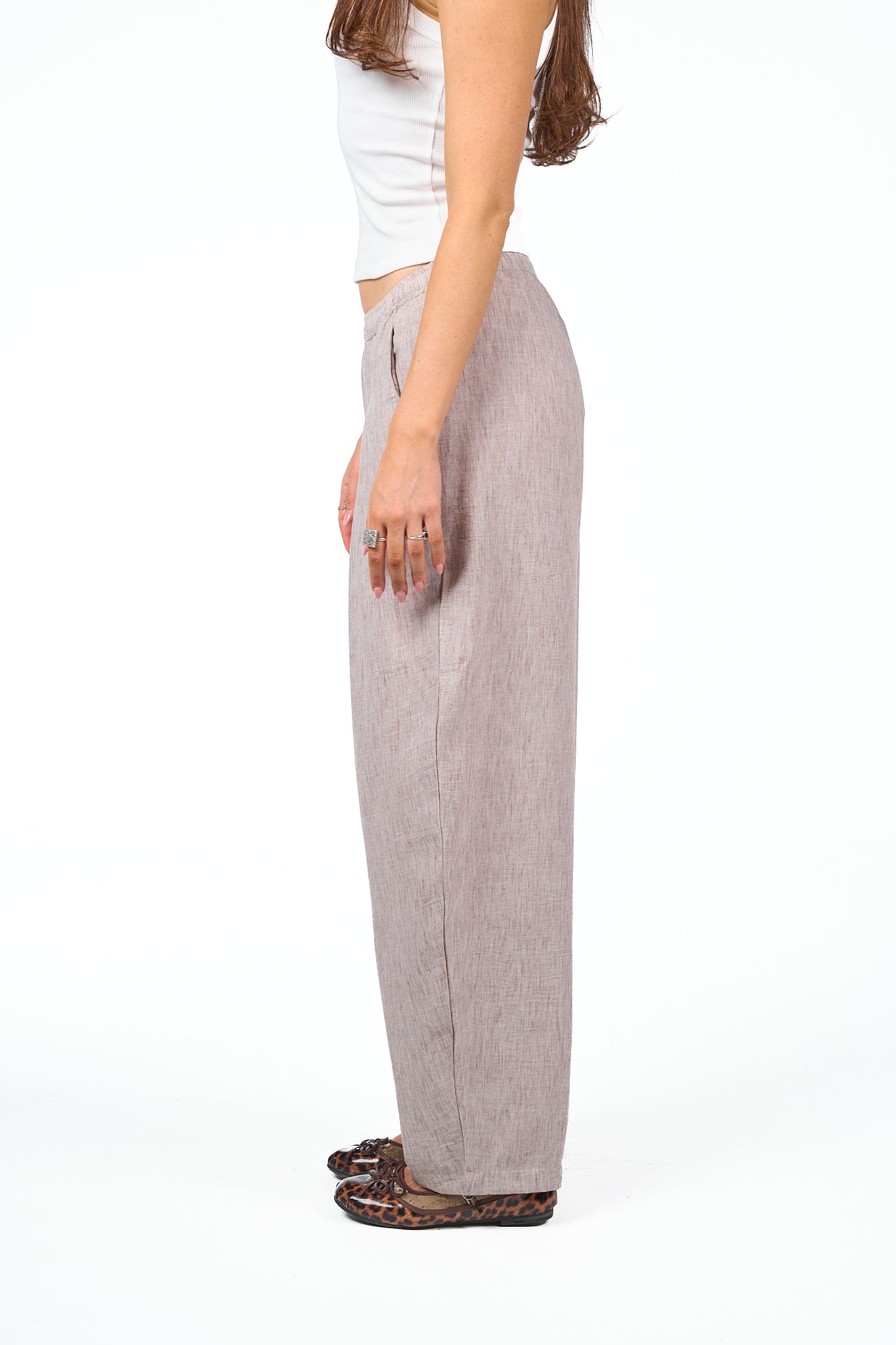 Washed Pleated Linen Pants