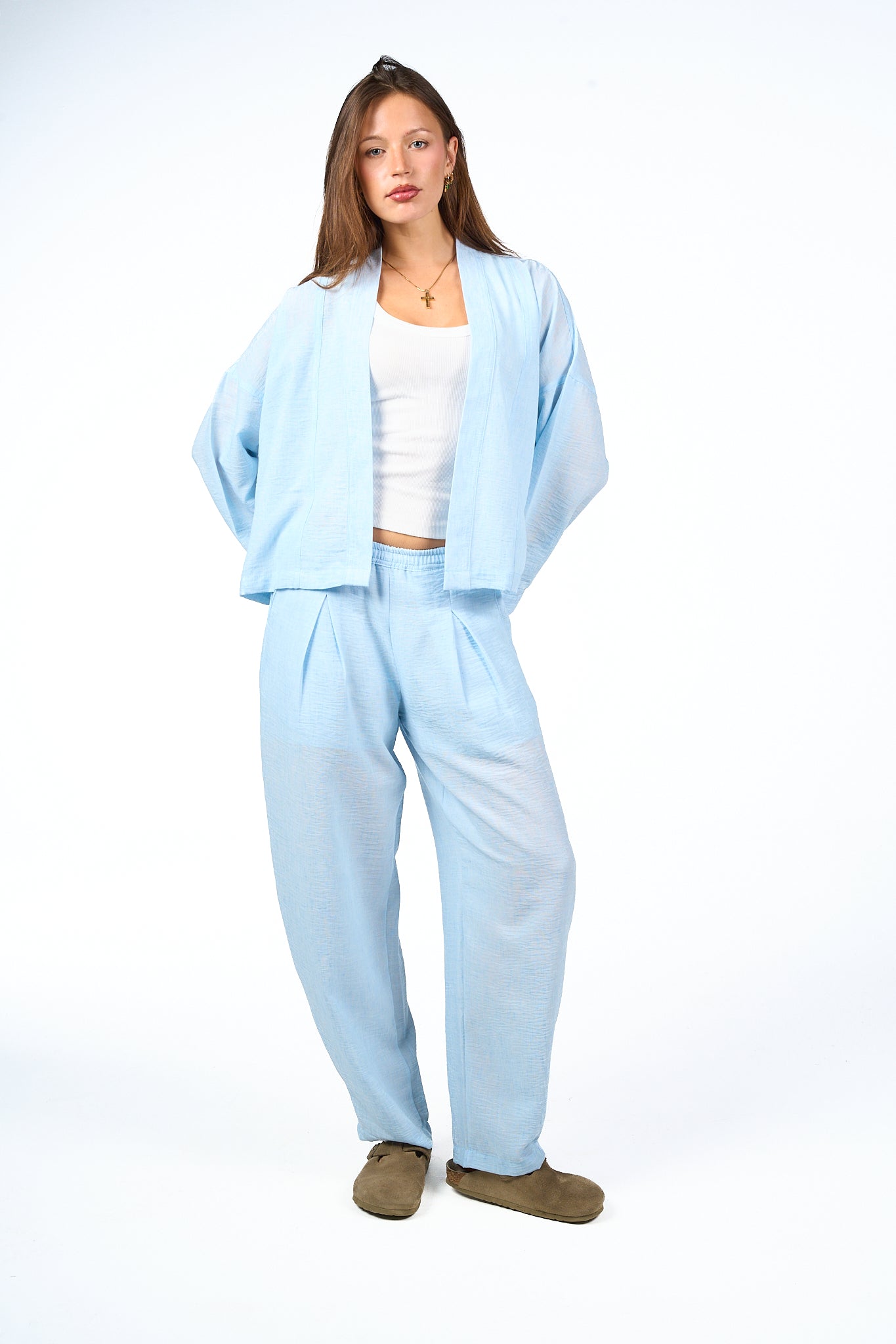 Washed Pleated Linen Pants