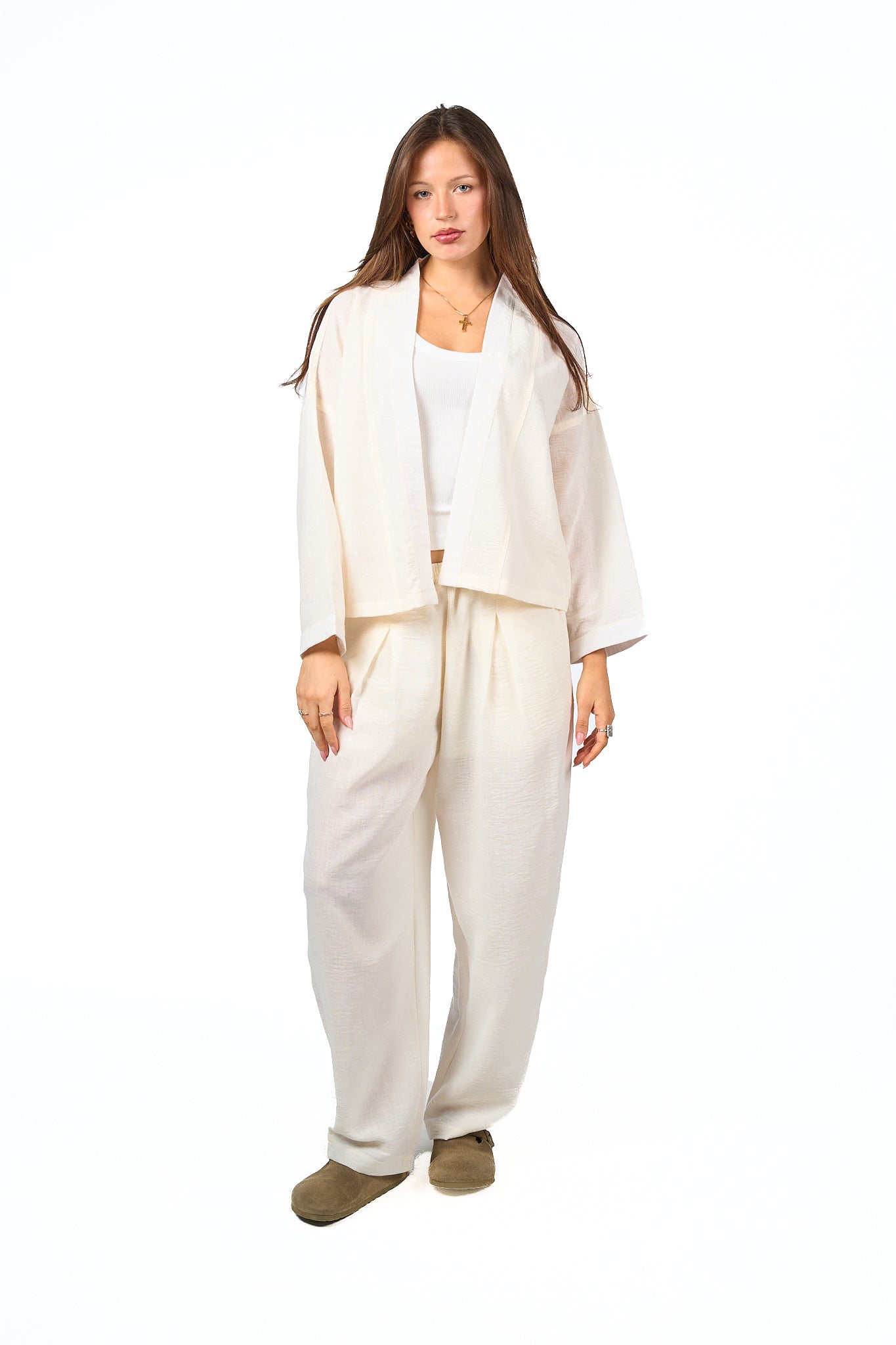 Washed Pleated Linen Pants