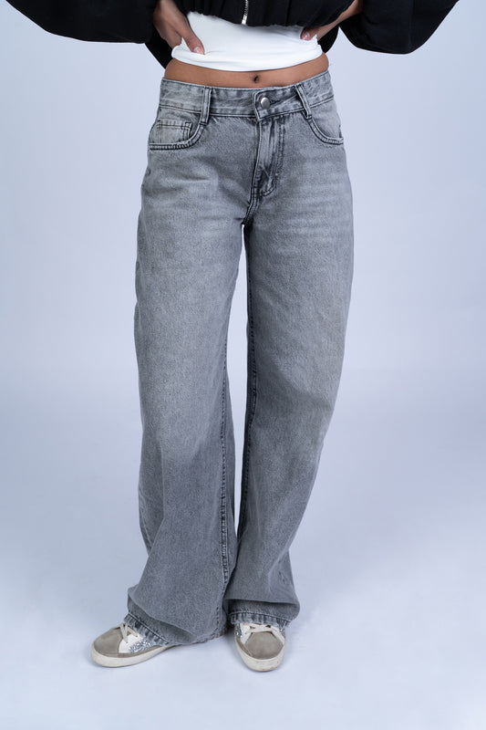 Light Grey Low Waist Baggy Jeans