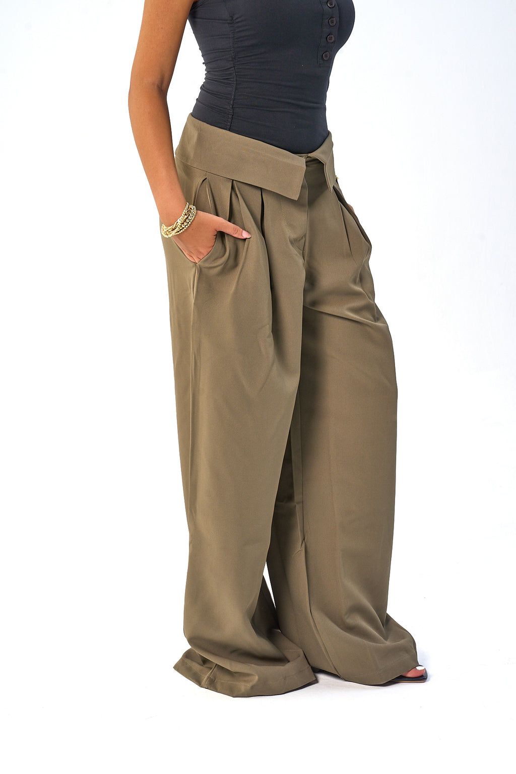 Folded Waist Classic Pants