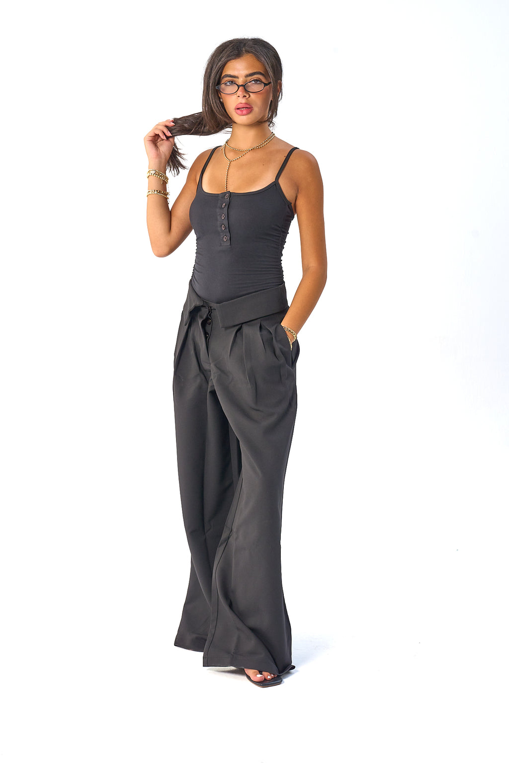 Folded Waist Classic Pants