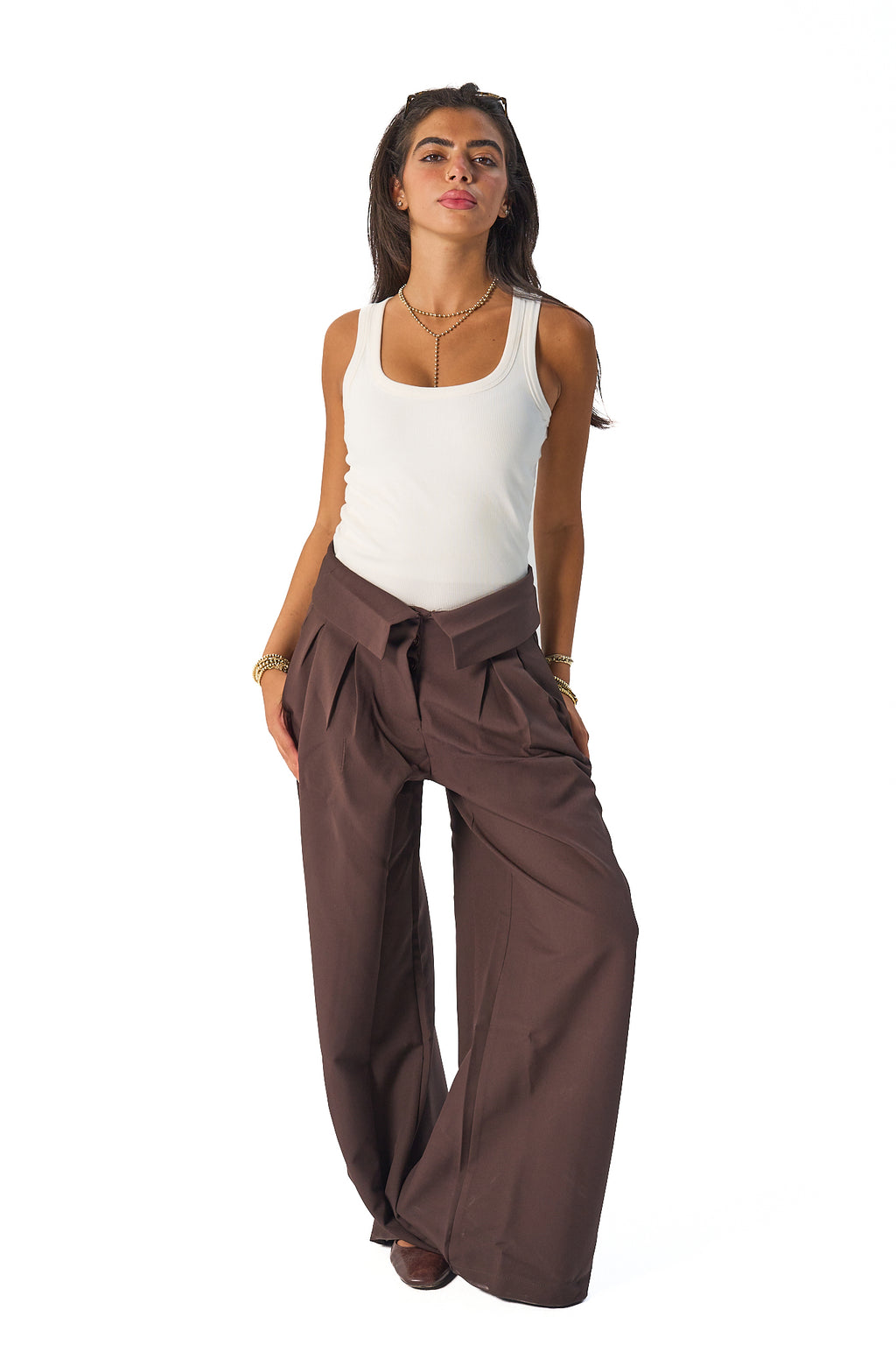 Folded Waist Classic Pants