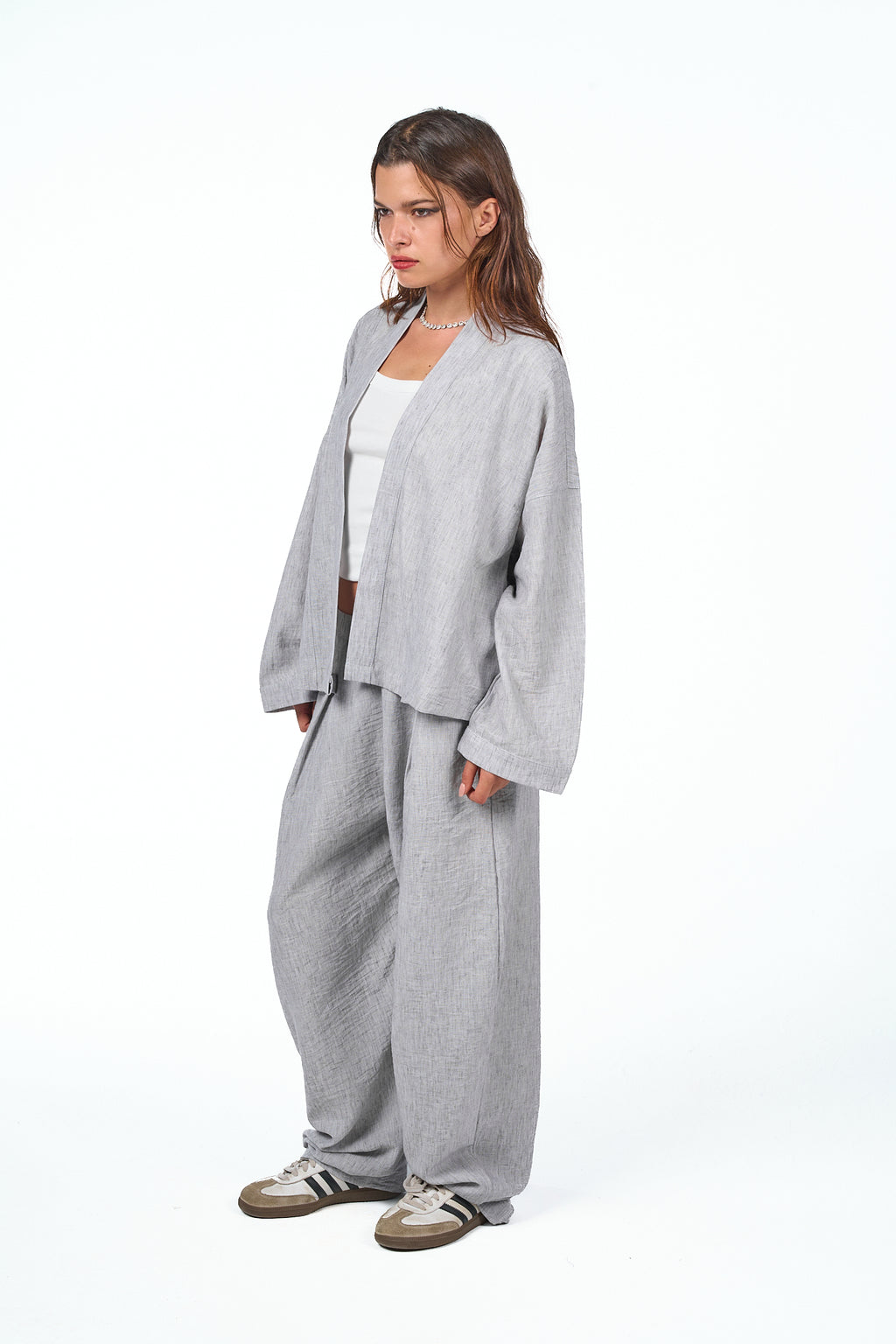 Washed Pleated Linen Pants