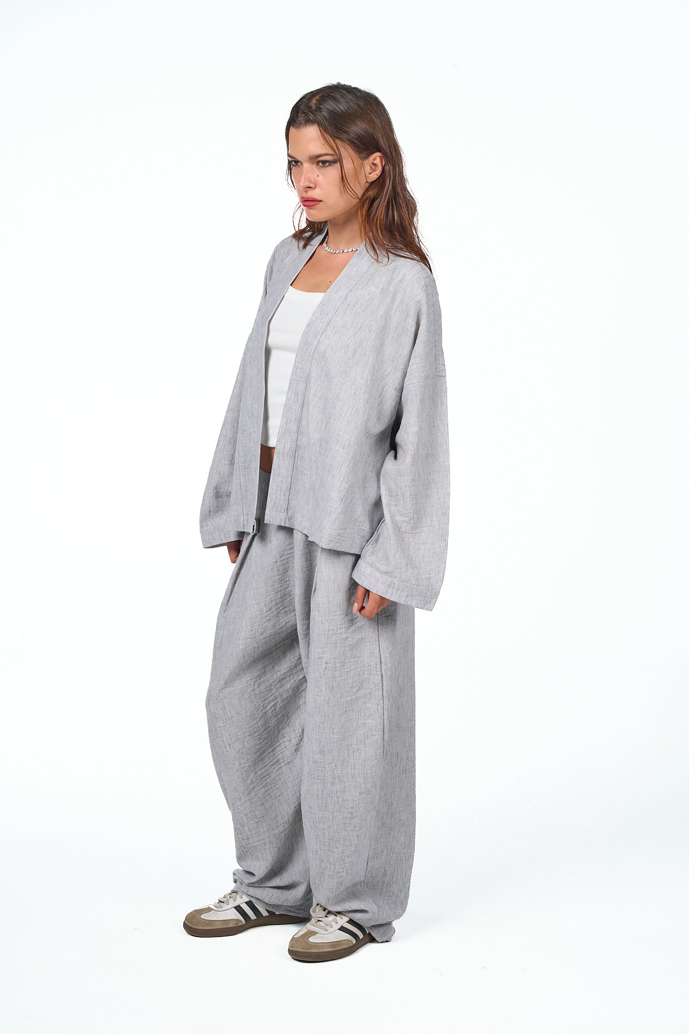 Washed Pleated Linen Pants