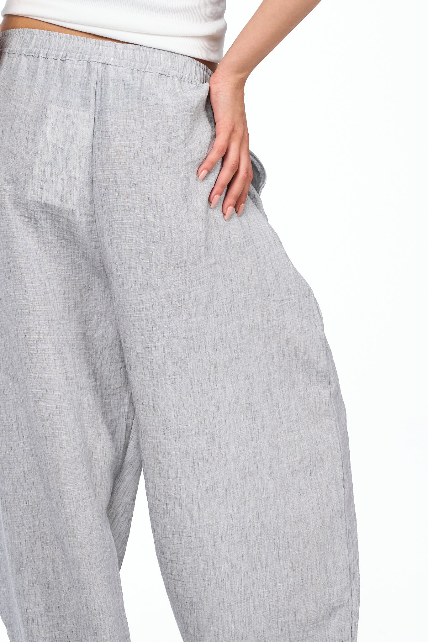 Washed Pleated Linen Pants