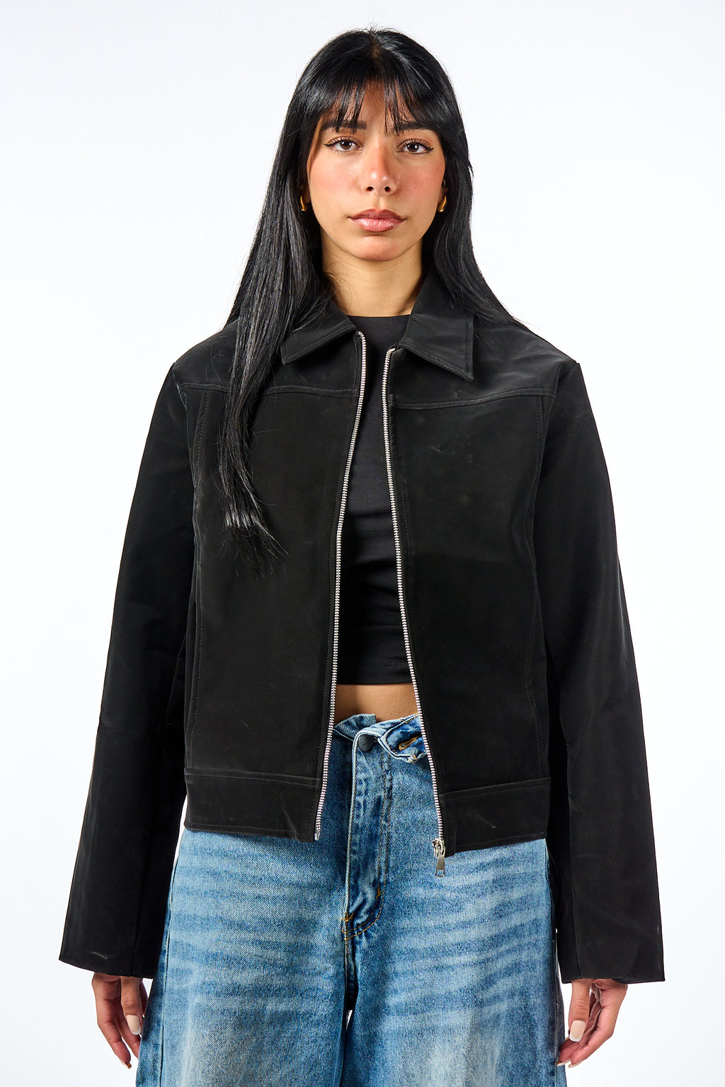 Gloss Soft Zip-Up Leather Jacket