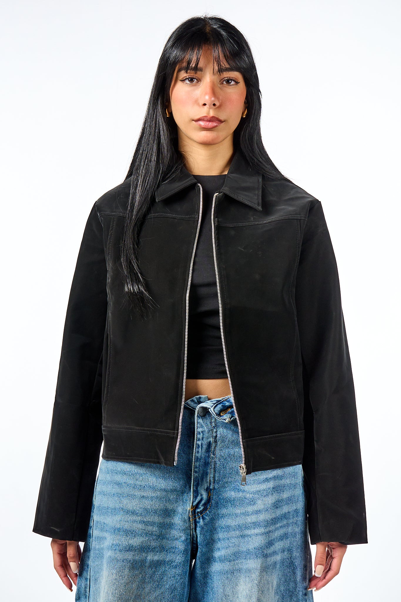 Gloss Soft Zip-Up Leather Jacket