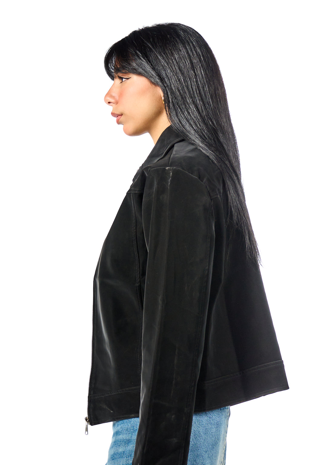 Gloss Soft Zip-Up Leather Jacket