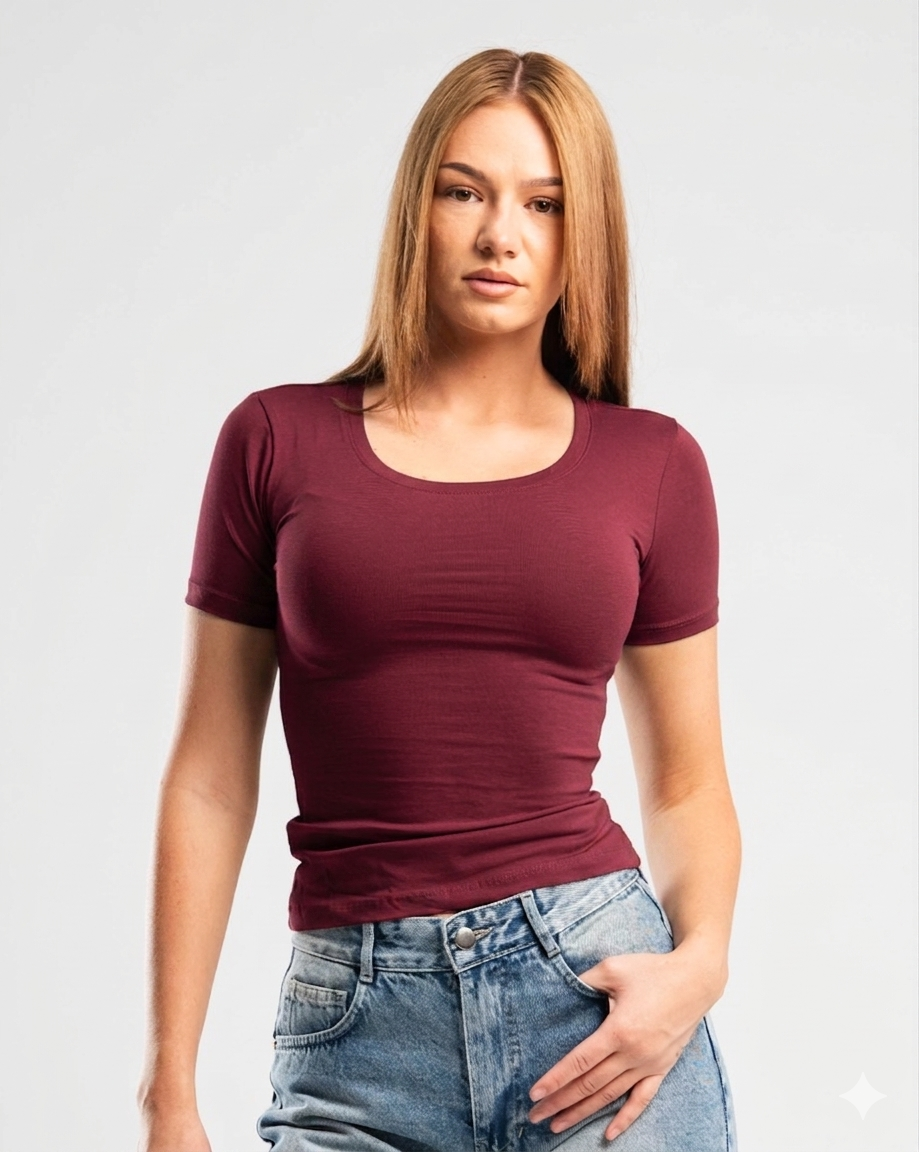 Basic Stretch Cotton T-Shirt