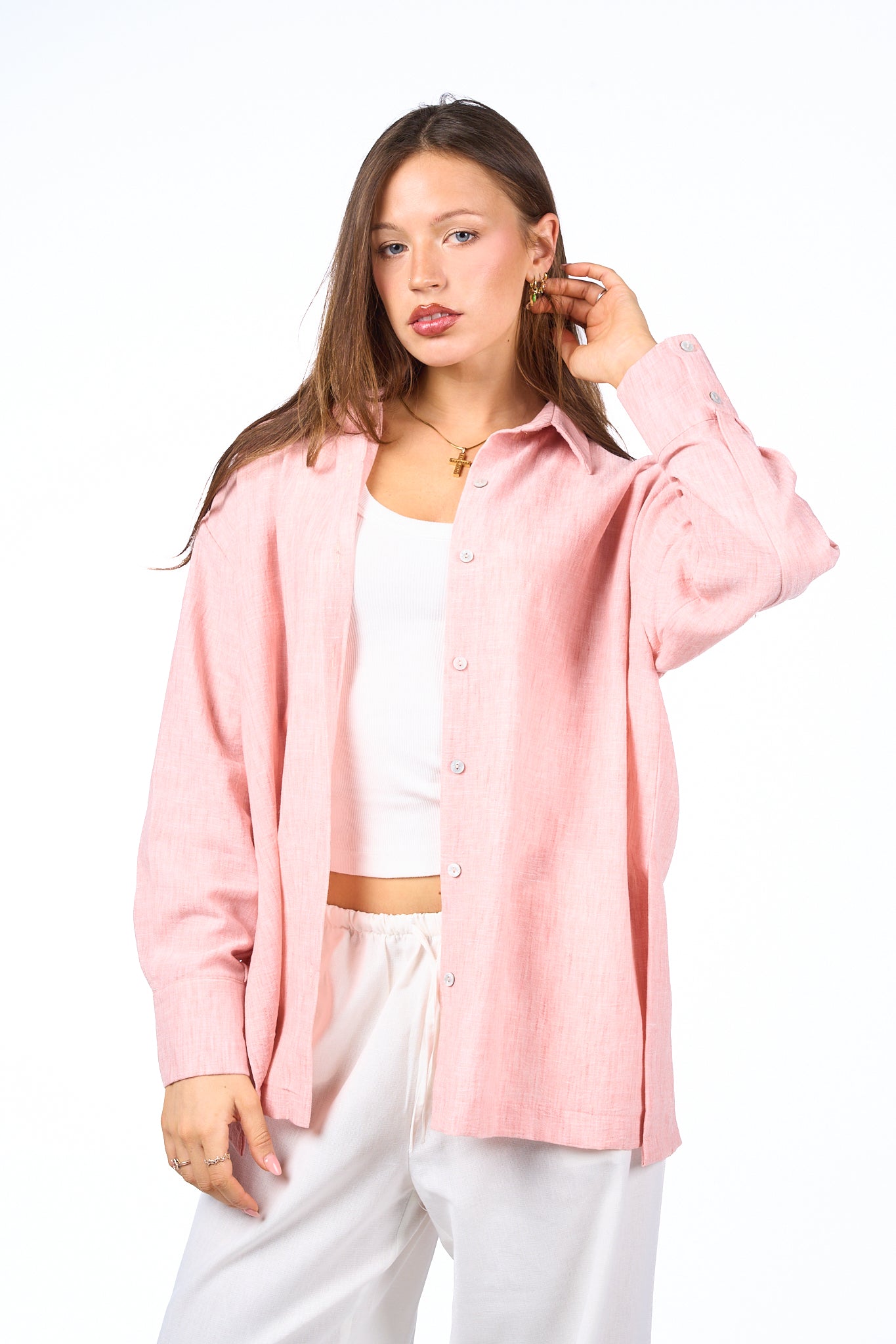 Washed Pure Long Sleeve Linen Shirt
