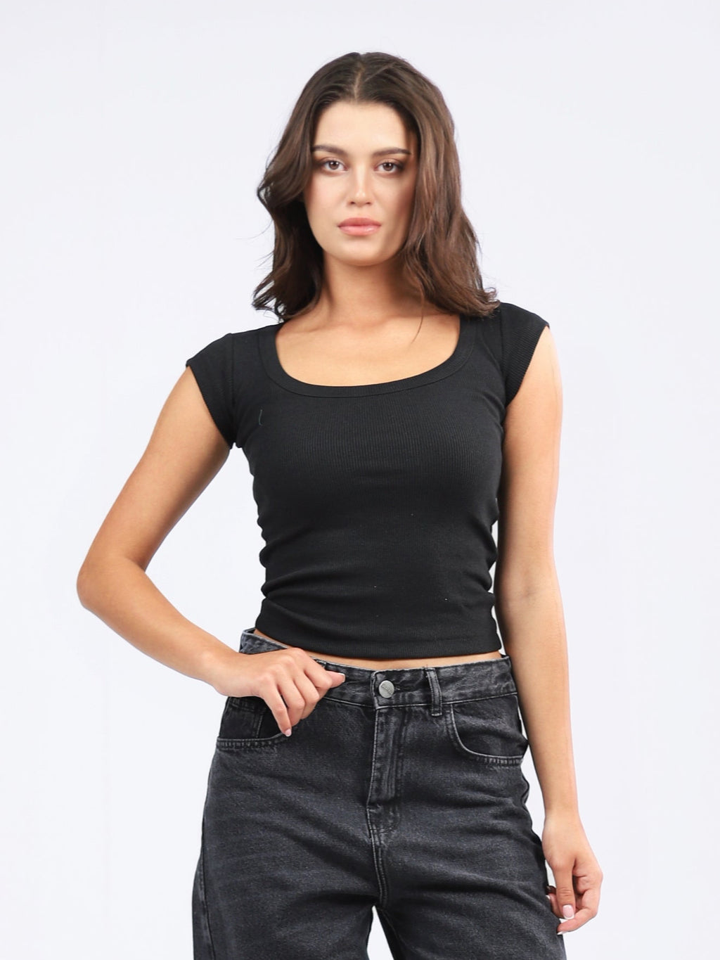Square Neck Short Sleeve Top