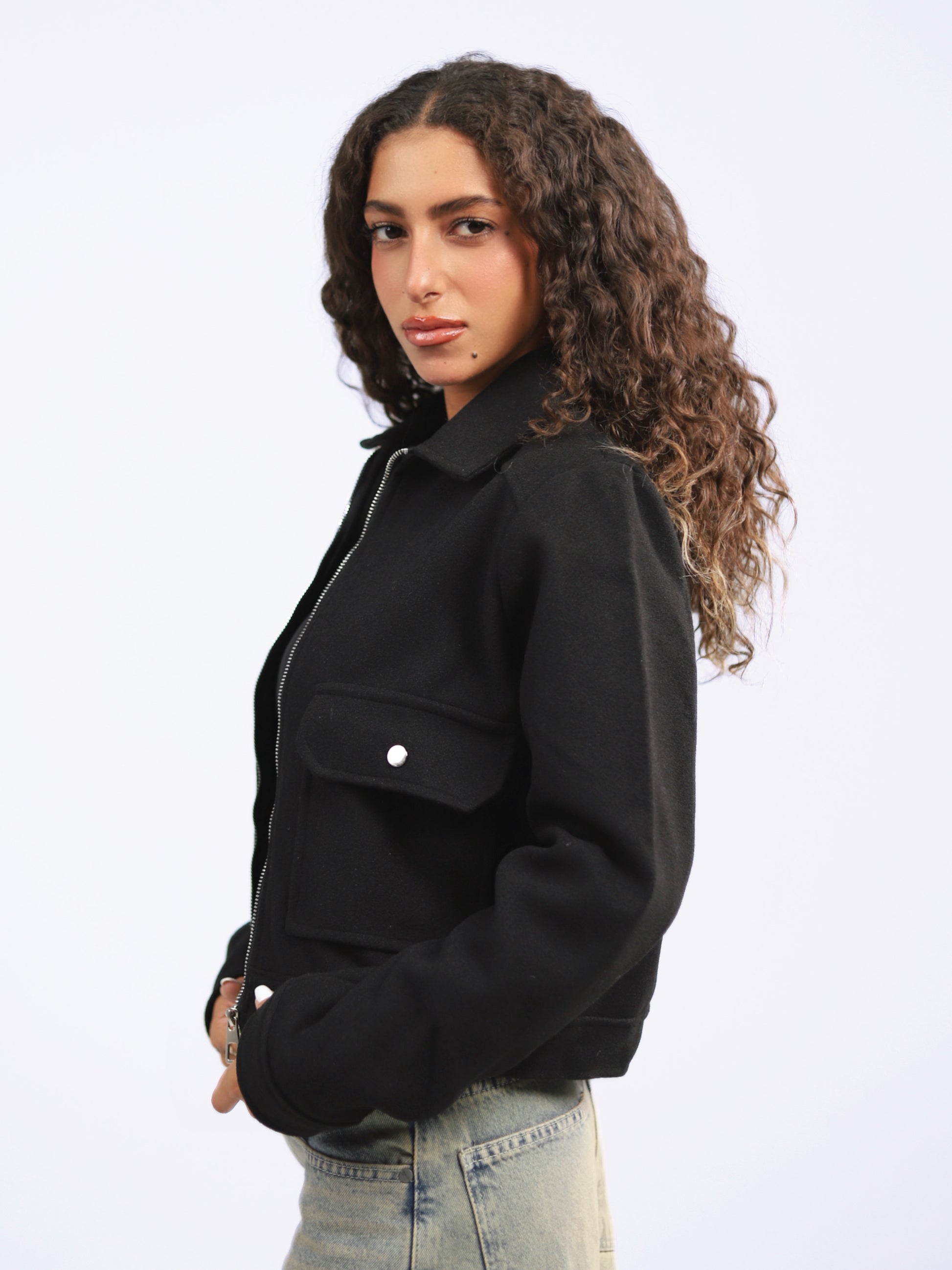 Pocketed Broadcloth Jacket