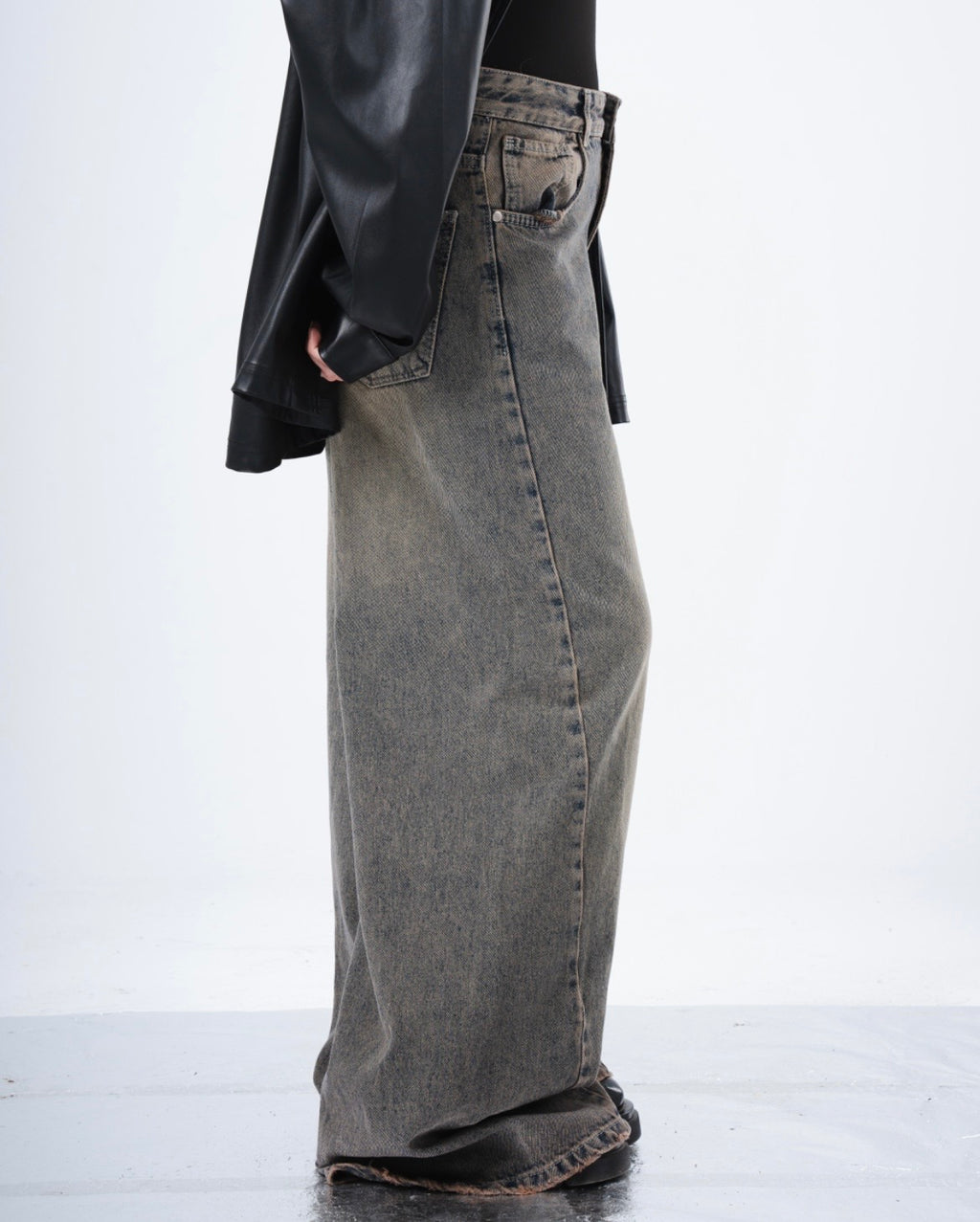 Dirty Grey Spill Baggy Pratique Jeans