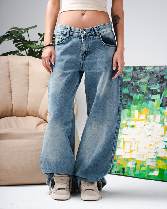 Light Denim Low Waist Baggy Jeans