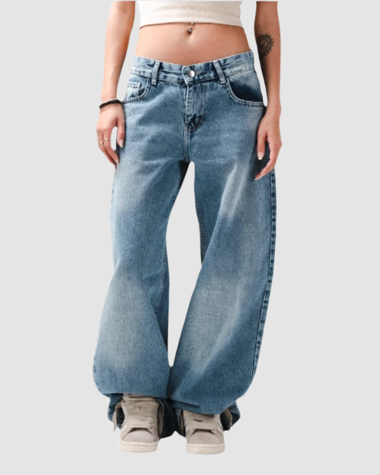 Light Denim Low Waist Baggy Jeans