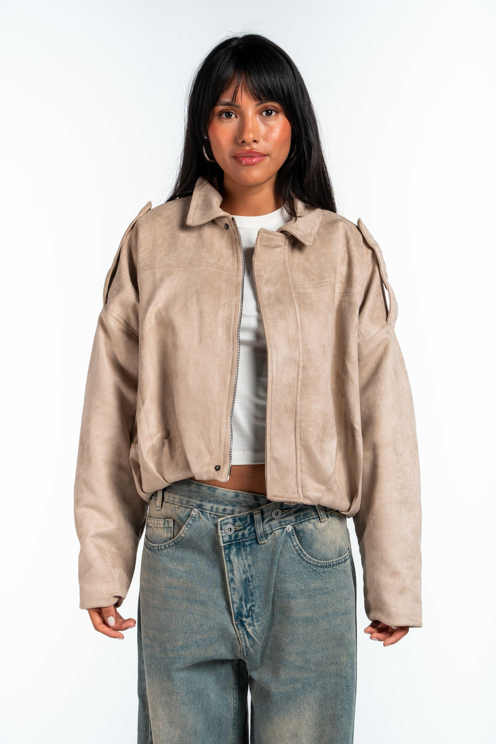 Effect Bomber Suede Jacket