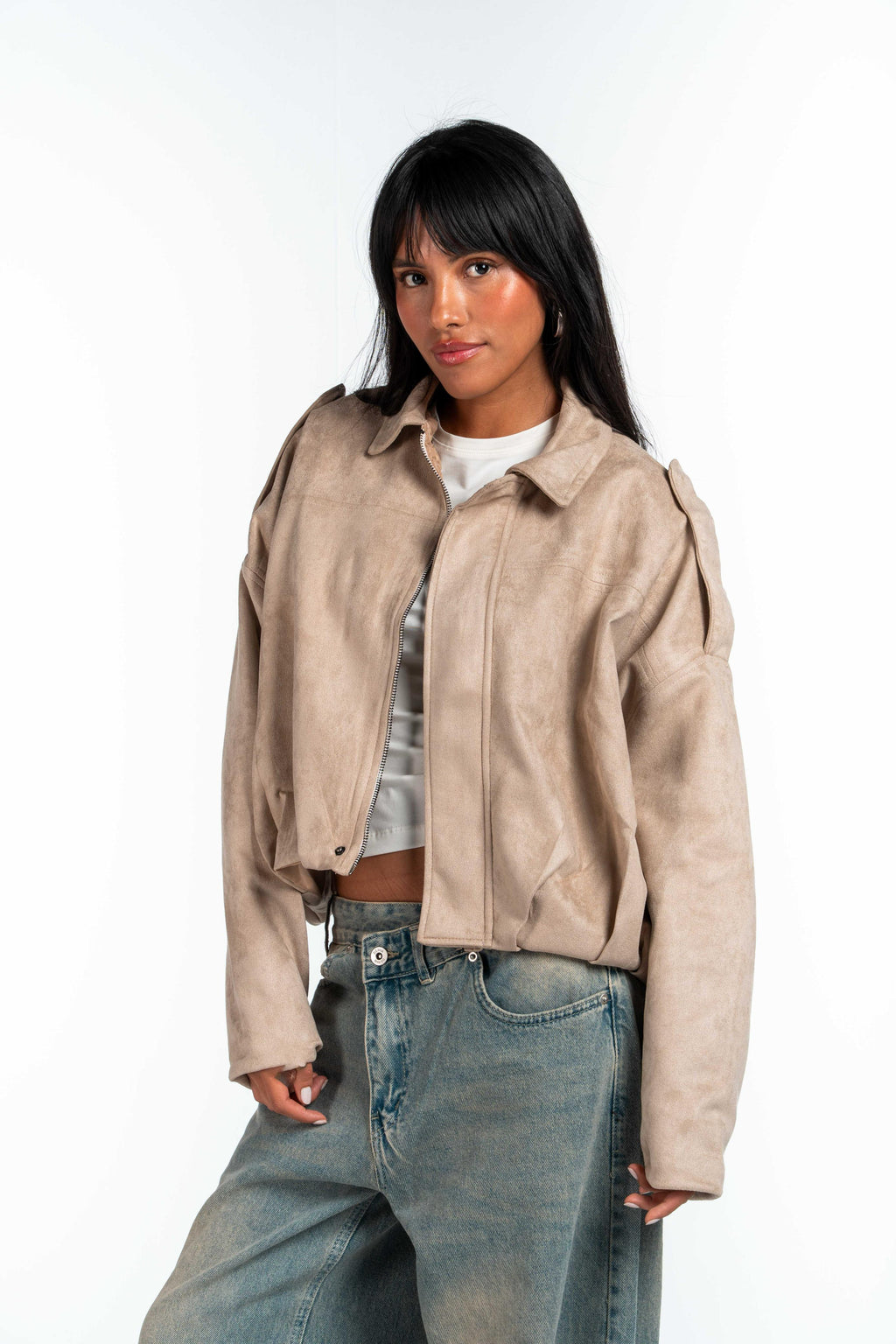 Effect Bomber Suede Jacket