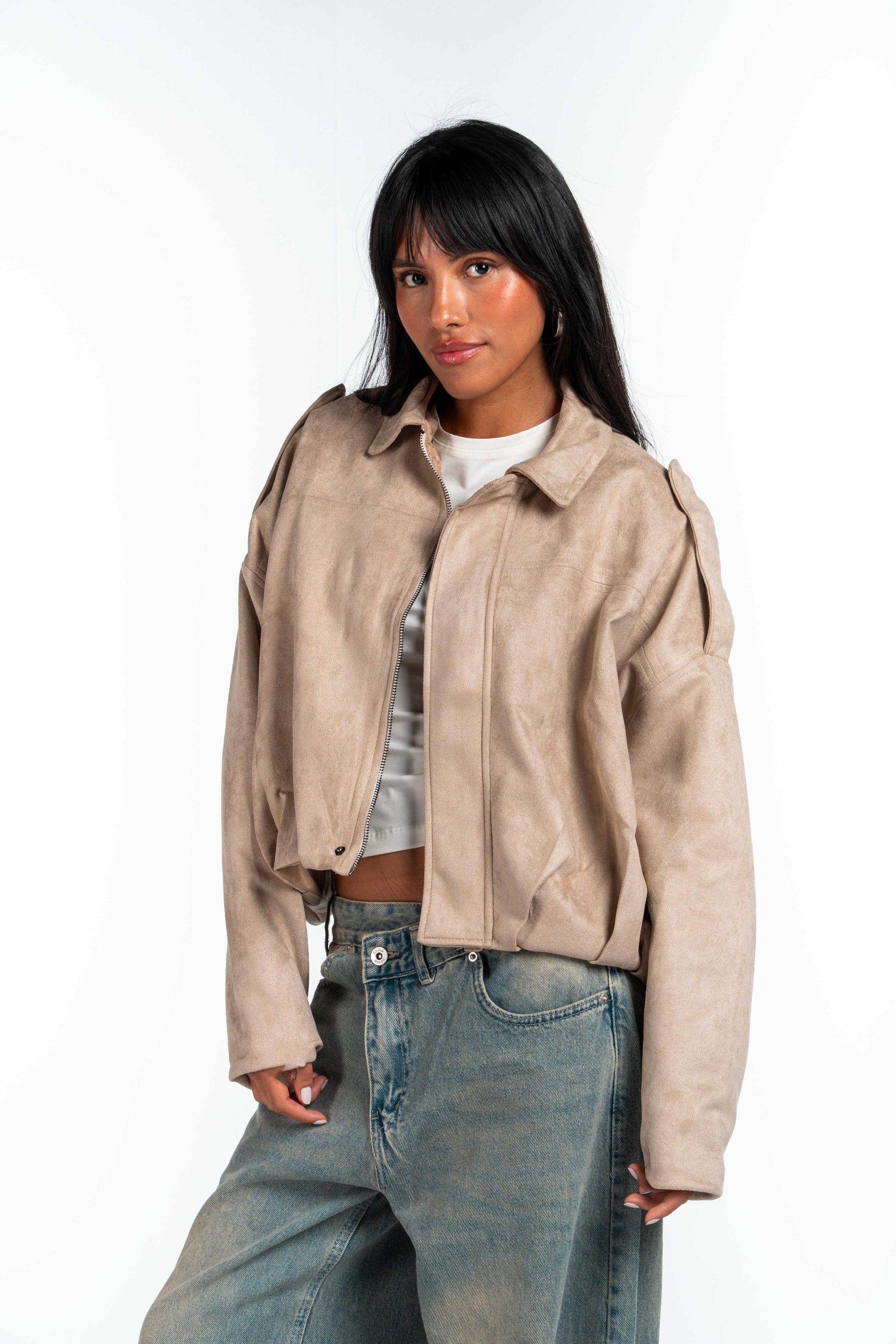 Effect Bomber Suede Jacket