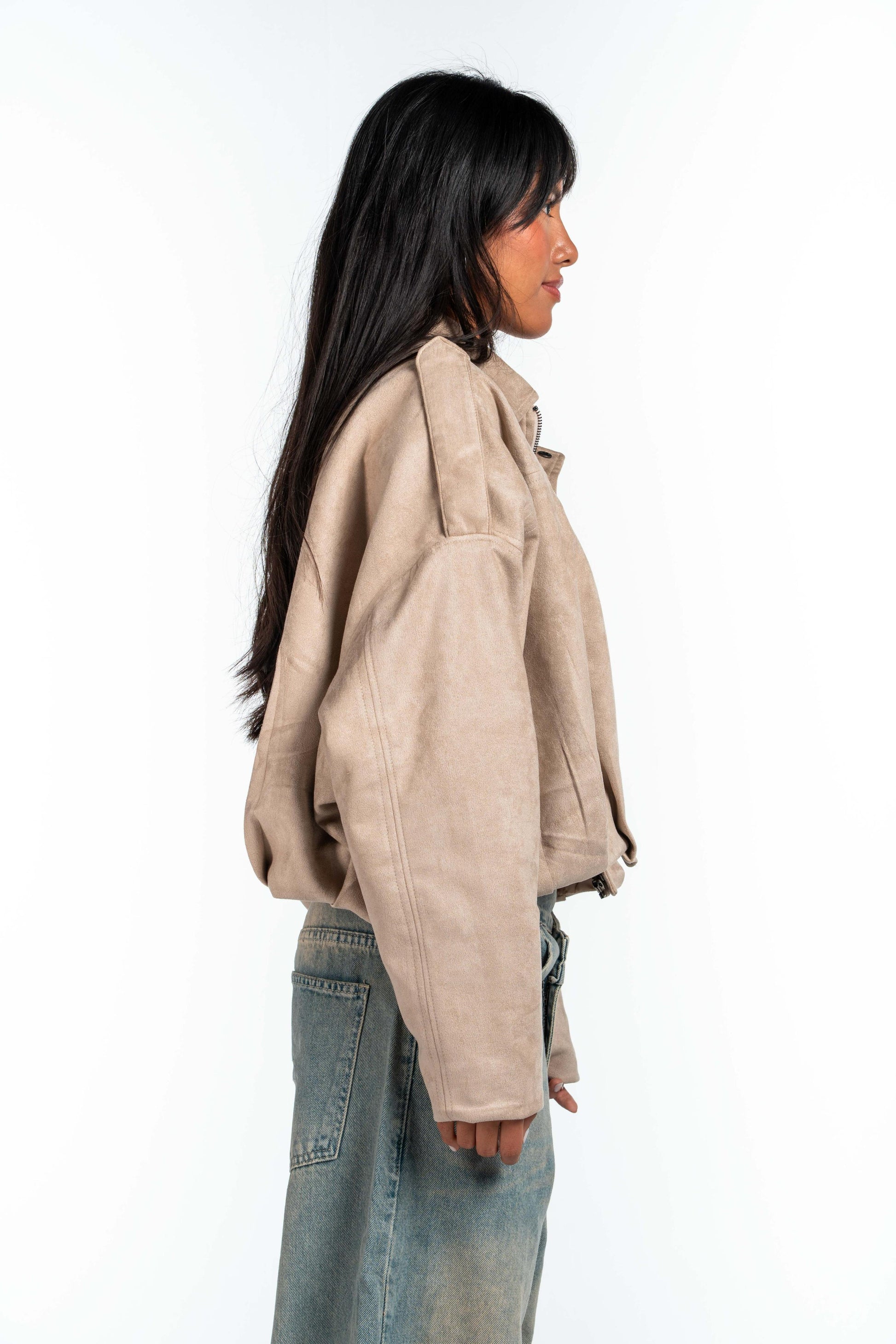 Effect Bomber Suede Jacket