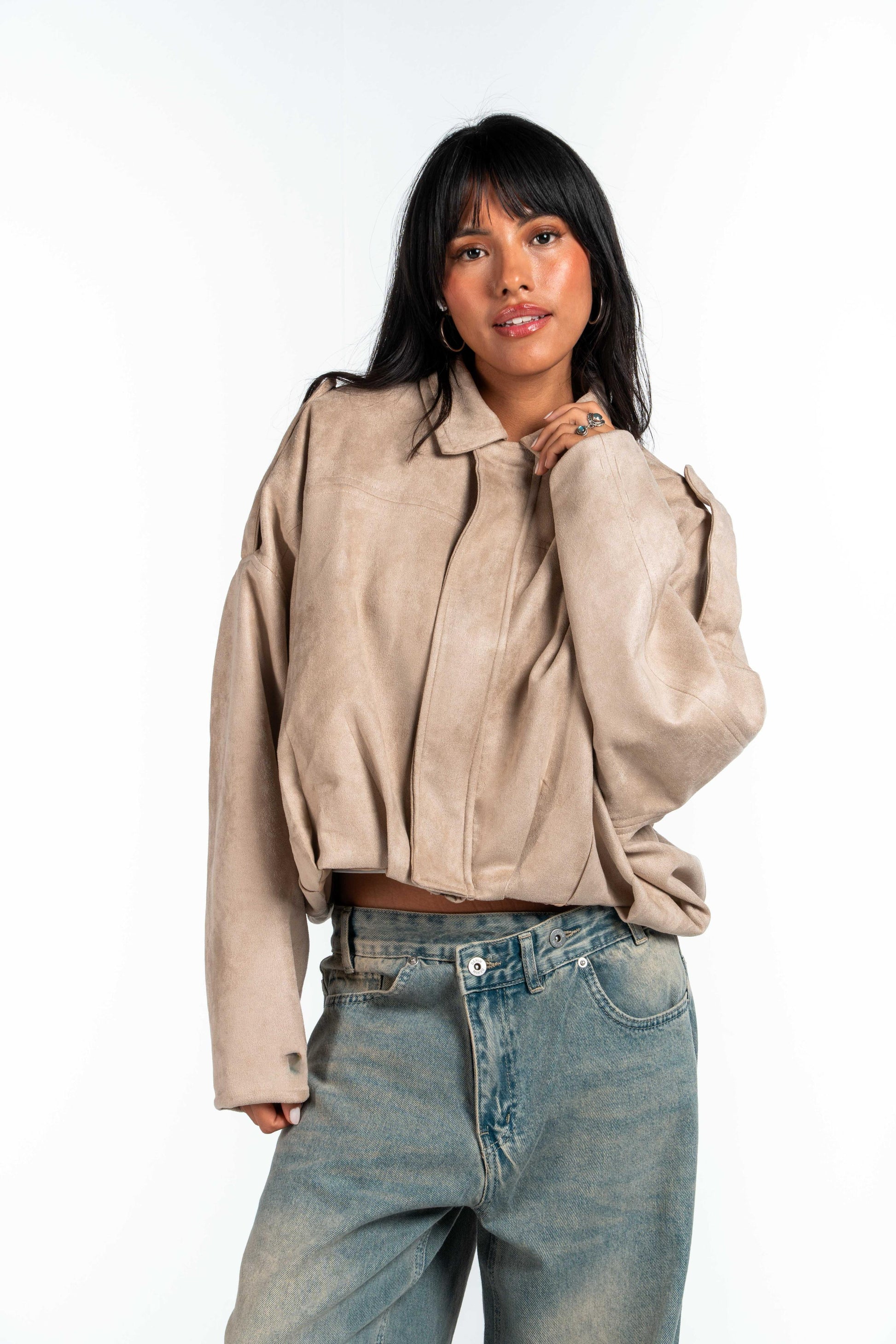 Effect Bomber Suede Jacket