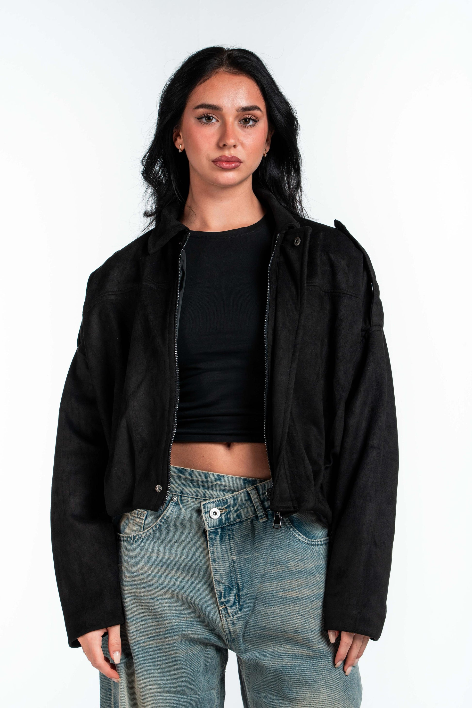 Effect Bomber Suede Jacket
