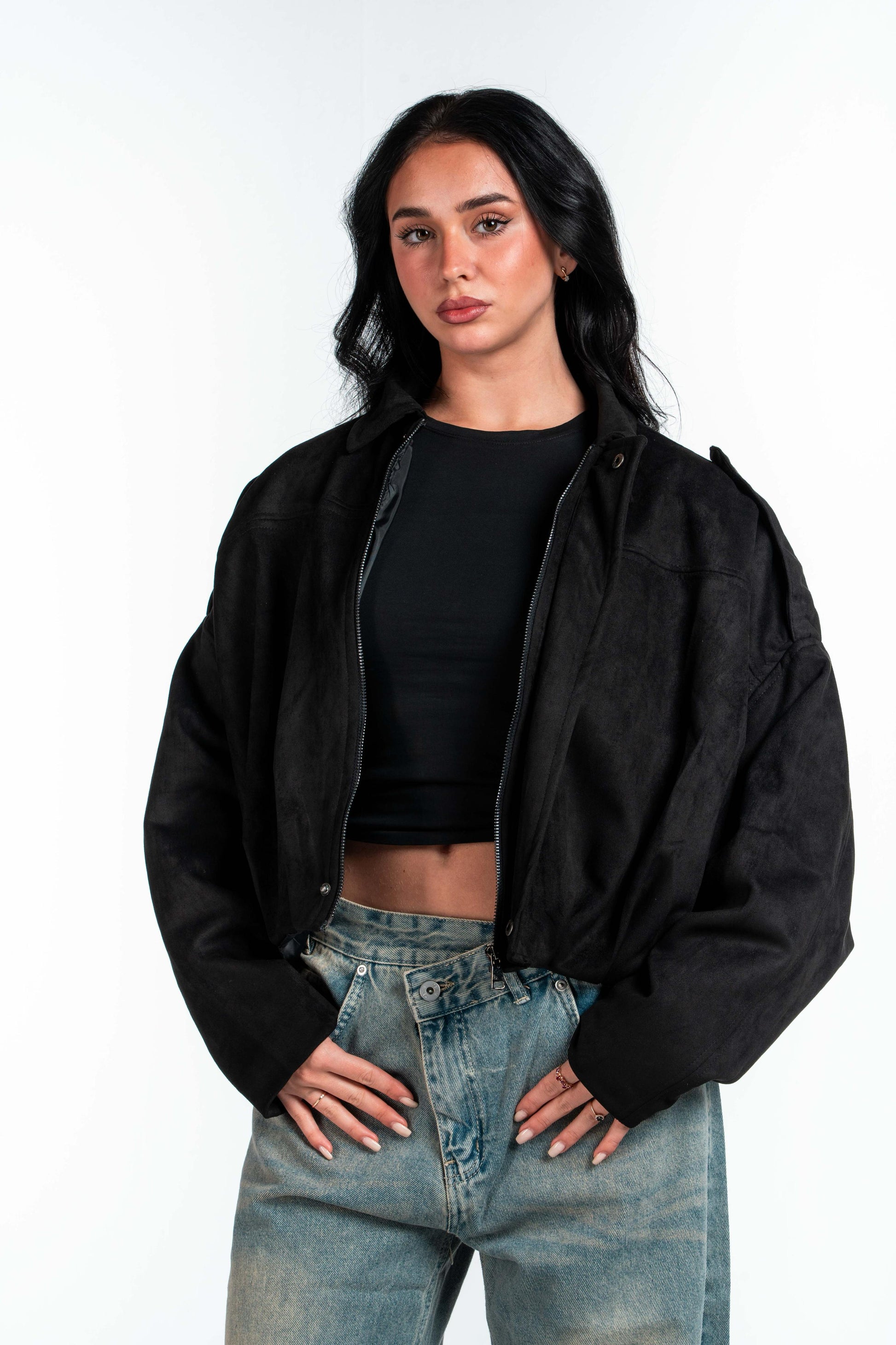 Effect Bomber Suede Jacket