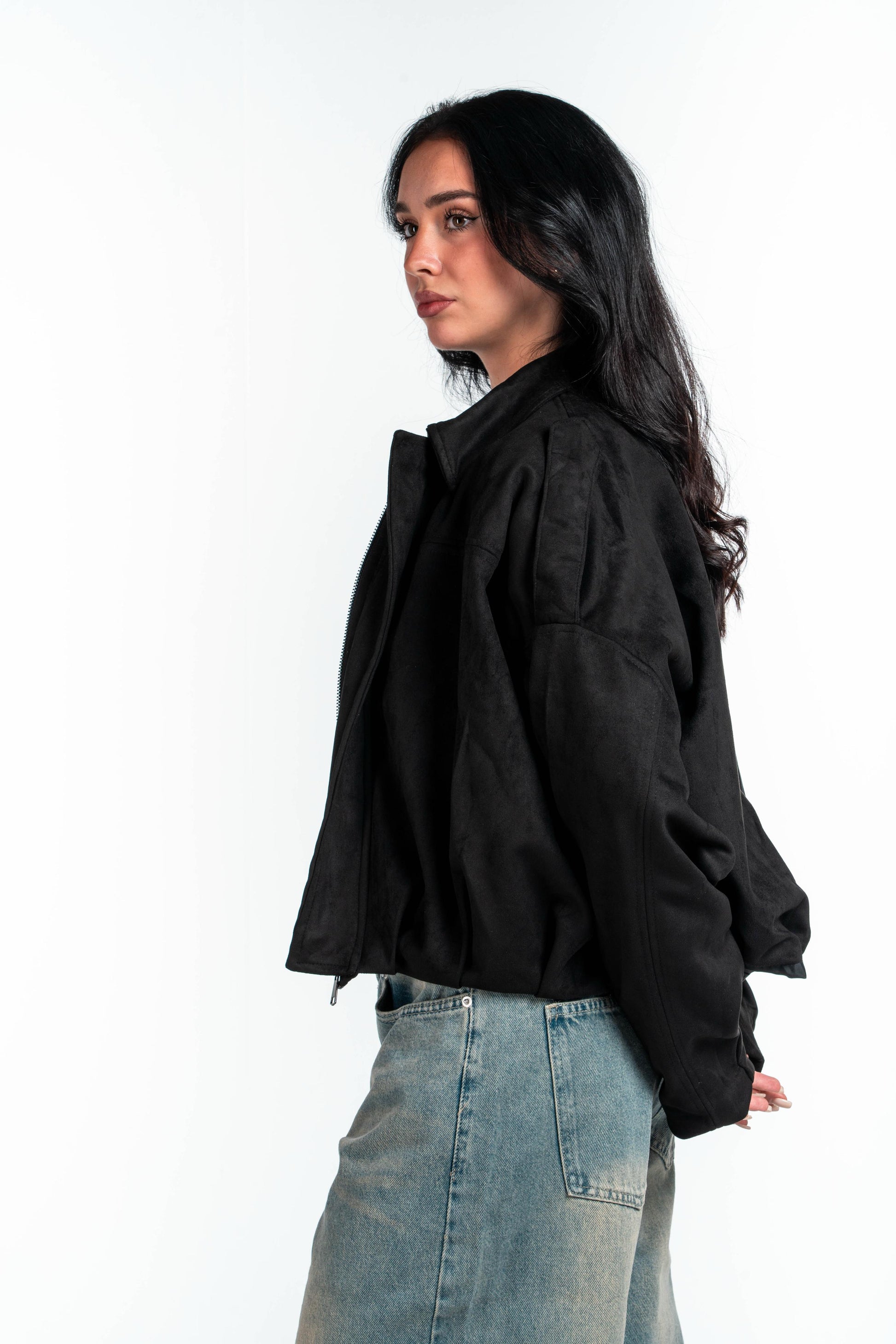 Effect Bomber Suede Jacket