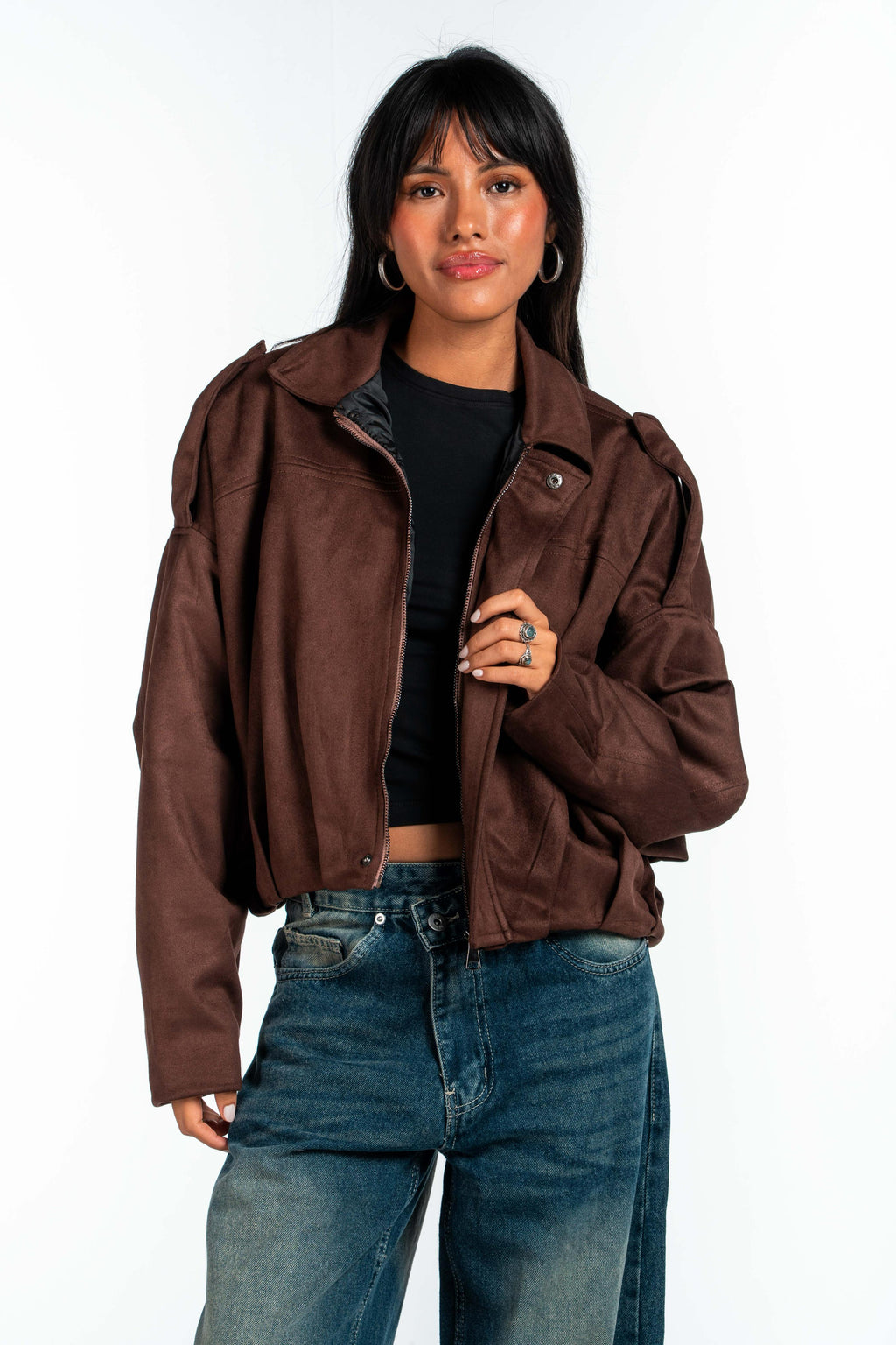 Effect Bomber Suede Jacket