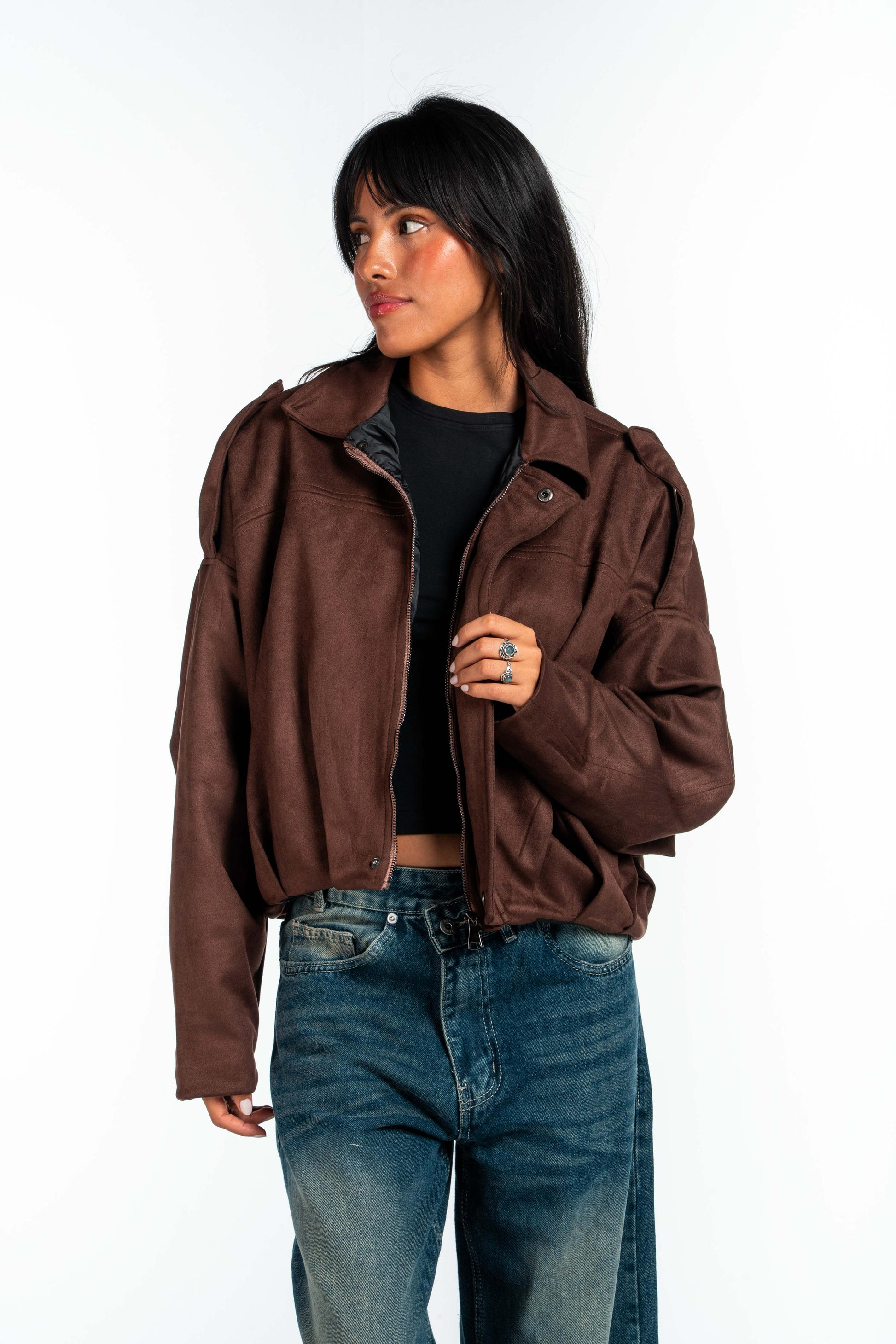 Effect Bomber Suede Jacket