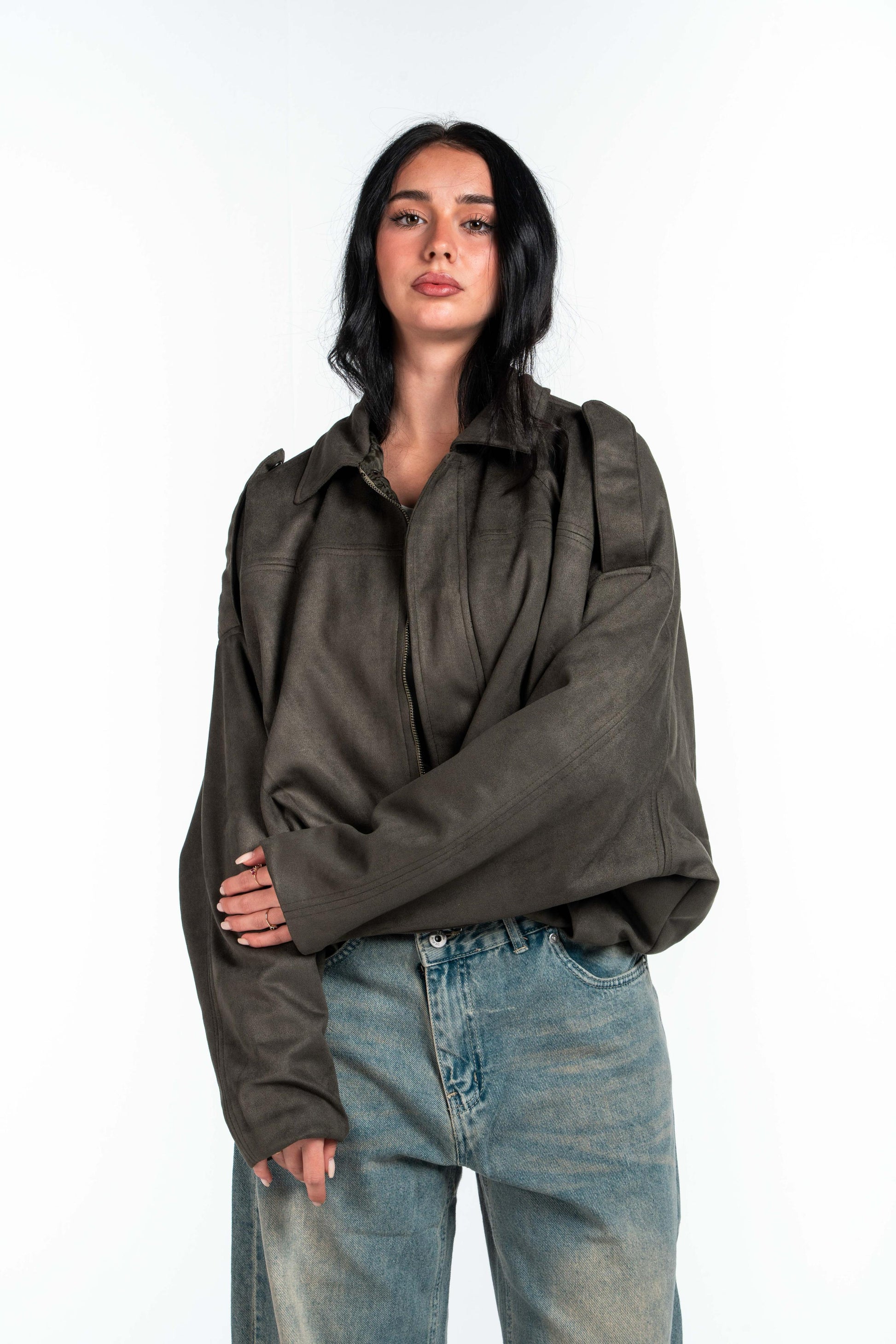 Effect Bomber Suede Jacket