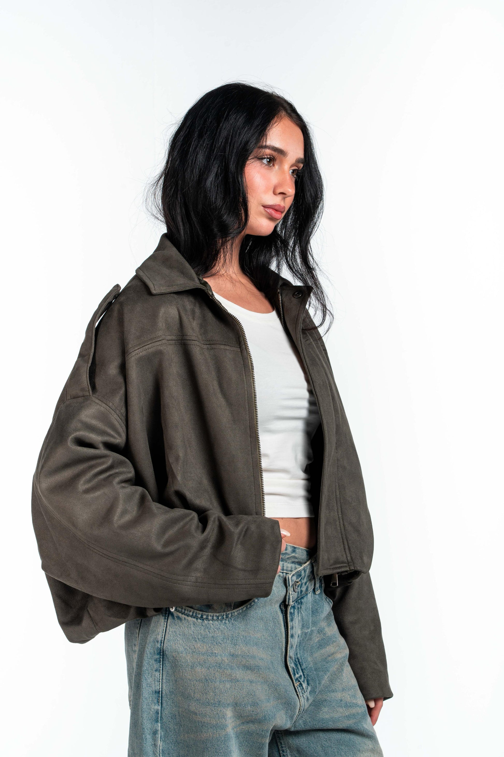 Effect Bomber Suede Jacket