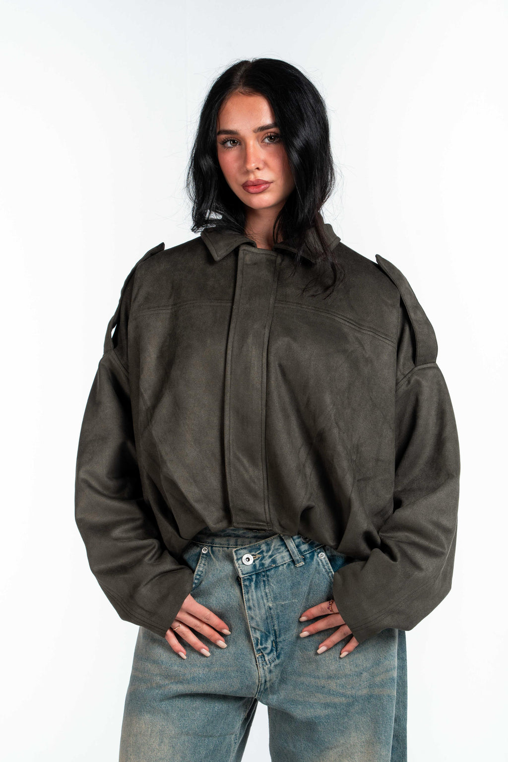 Effect Bomber Suede Jacket
