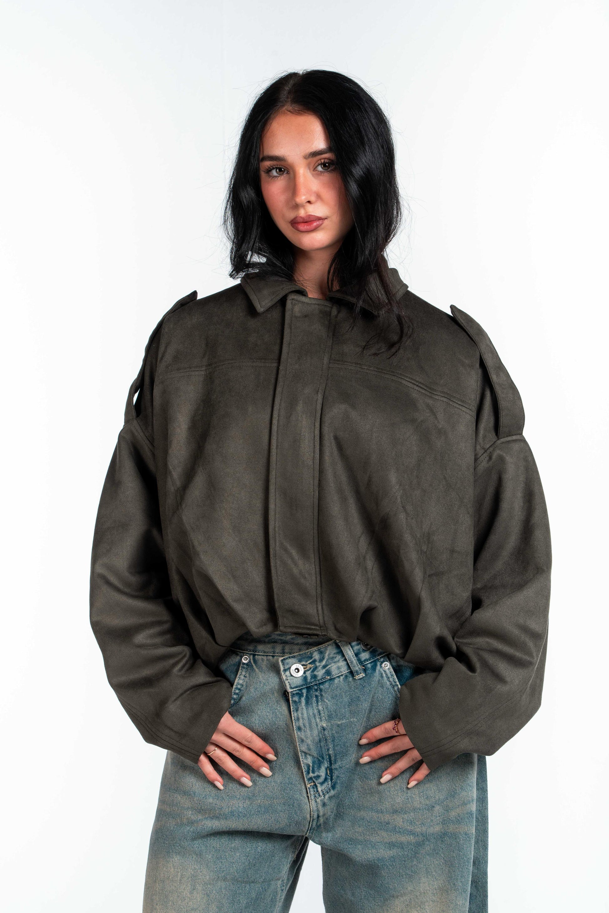 Effect Bomber Suede Jacket