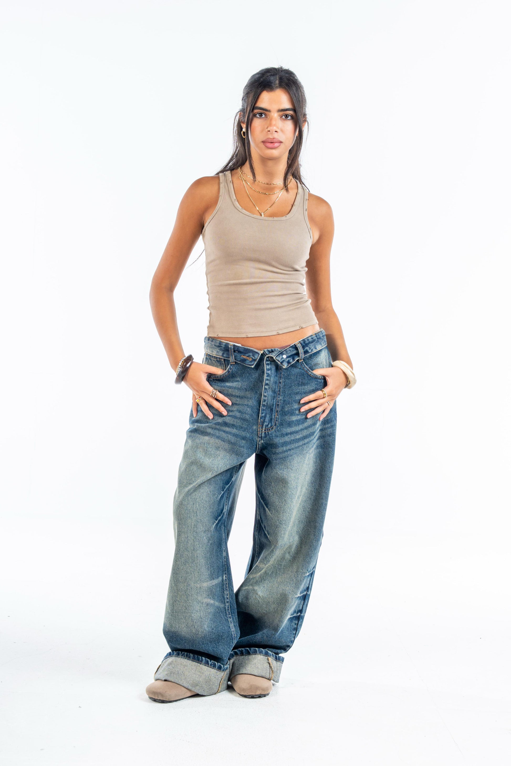 Folded Waist Denim