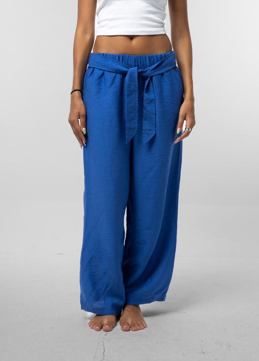 Blue Bow Linen Pants